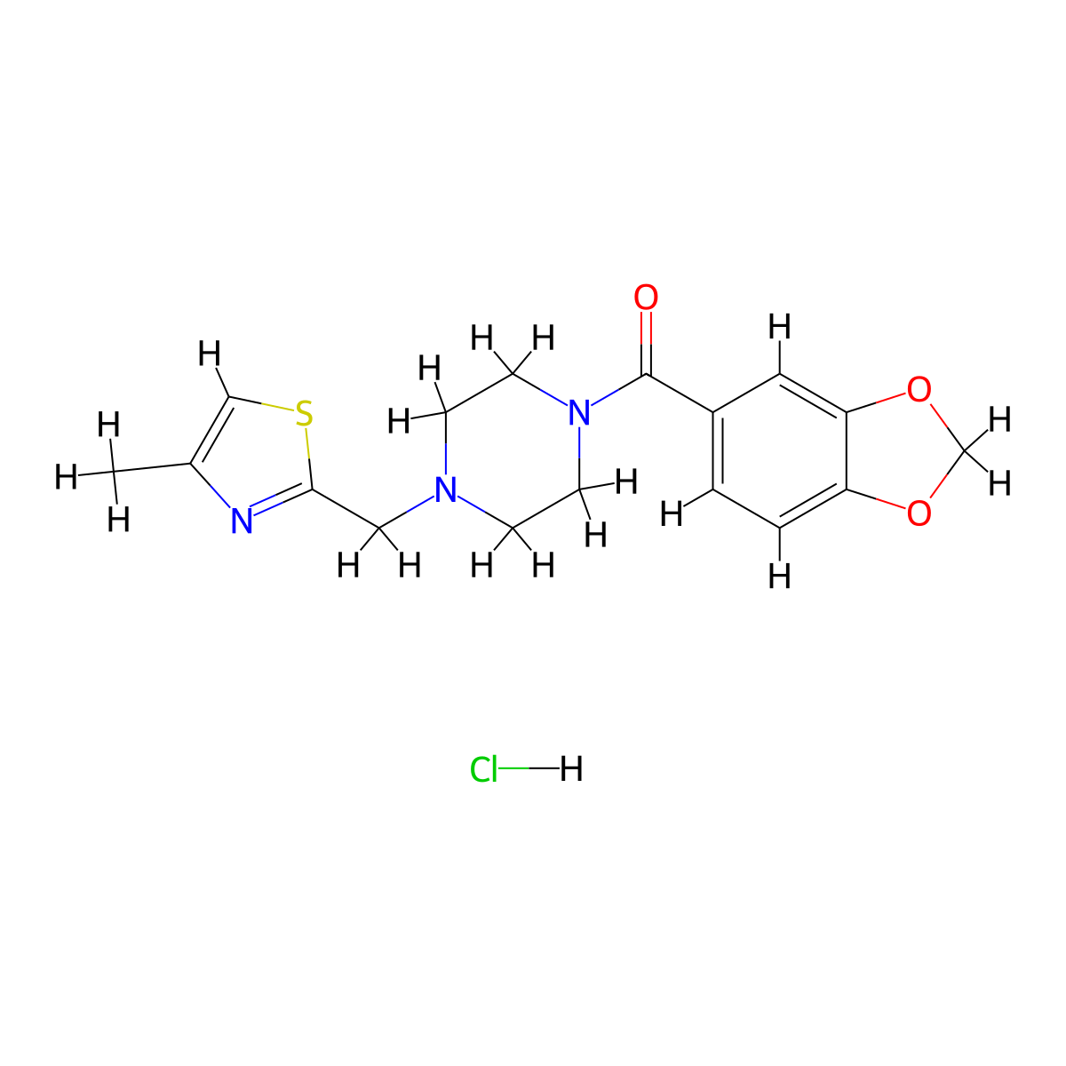 Benzo[d][1,3]dioxol-5-yl(4-((4-methylthiazol-2-yl)methyl)piperazin-1-yl)methanone hydrochloride molecular structure, CAS 1323535-82-5