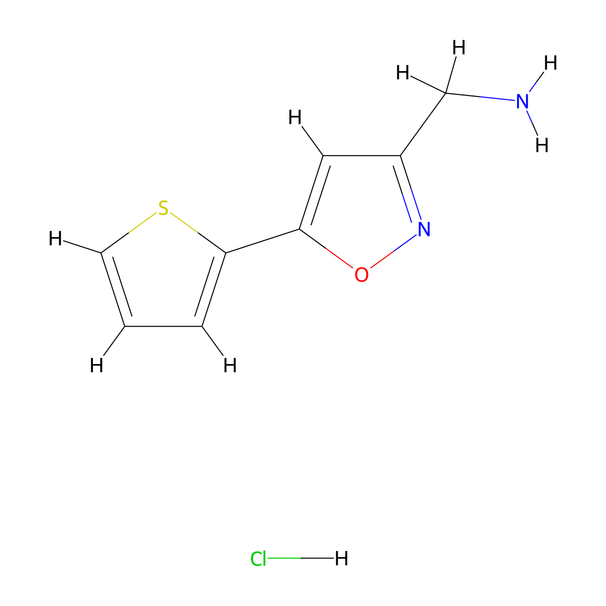 {[5-(2-Thienyl)isoxazol-3-yl]methyl}amine hydrochloride molecular structure, CAS 1323536-42-0
