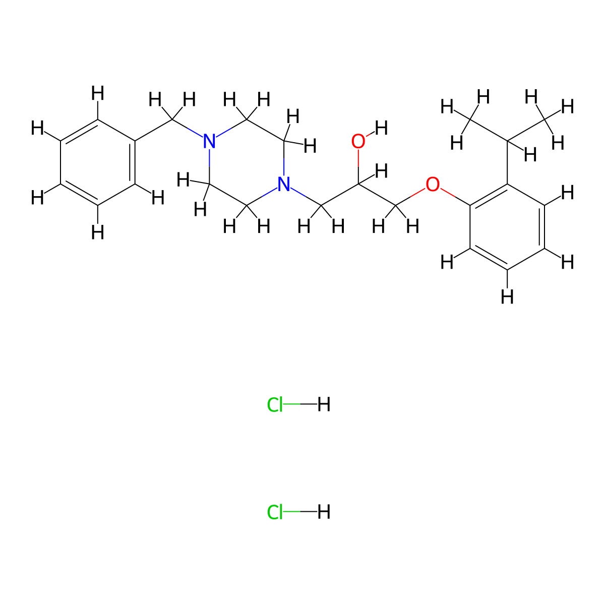 1-(4-Benzylpiperazin-1-yl)-3-(2-isopropylphenoxy)propan-2-ol dihydrochloride molecular structure, CAS 1323536-43-1