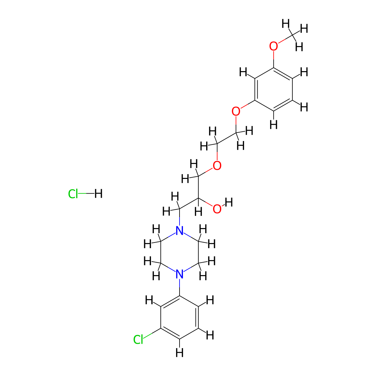 1-[4-(3-Chlorophenyl)piperazin-1-YL]-3-[2-(3-methoxyphenoxy)ethoxy]propan-2-OL hydrochloride molecular structure, CAS 1323536-44-2