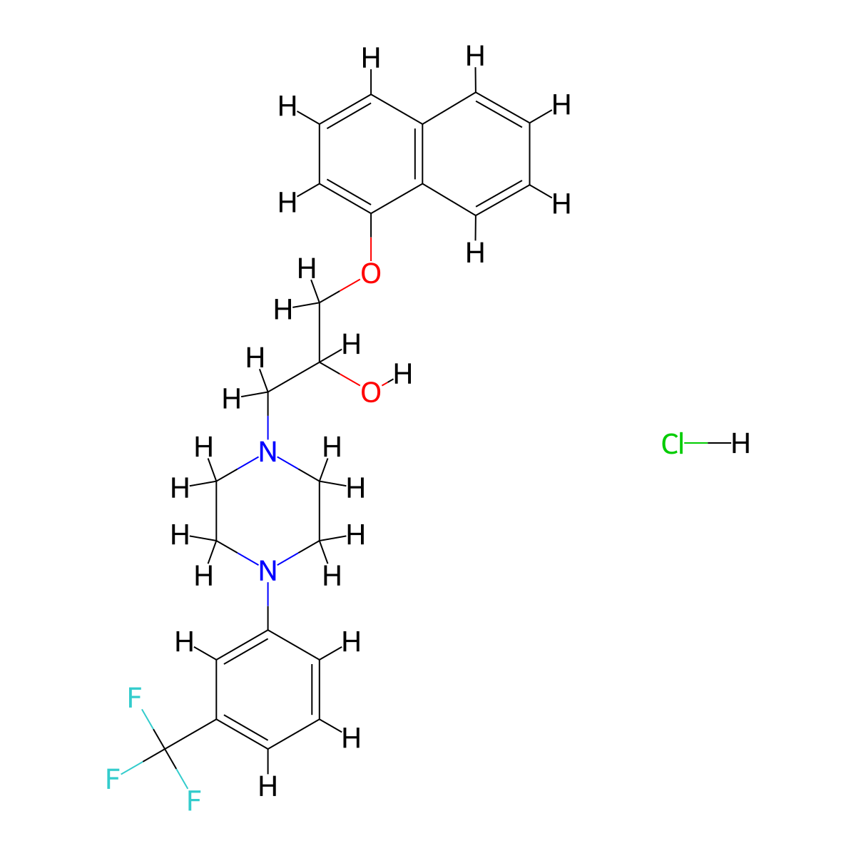 1-(Naphthalen-1-yloxy)-3-(4-(3-(trifluoromethyl)phenyl)piperazin-1-yl)propan-2-ol hydrochloride molecular structure, CAS 1323538-05-1