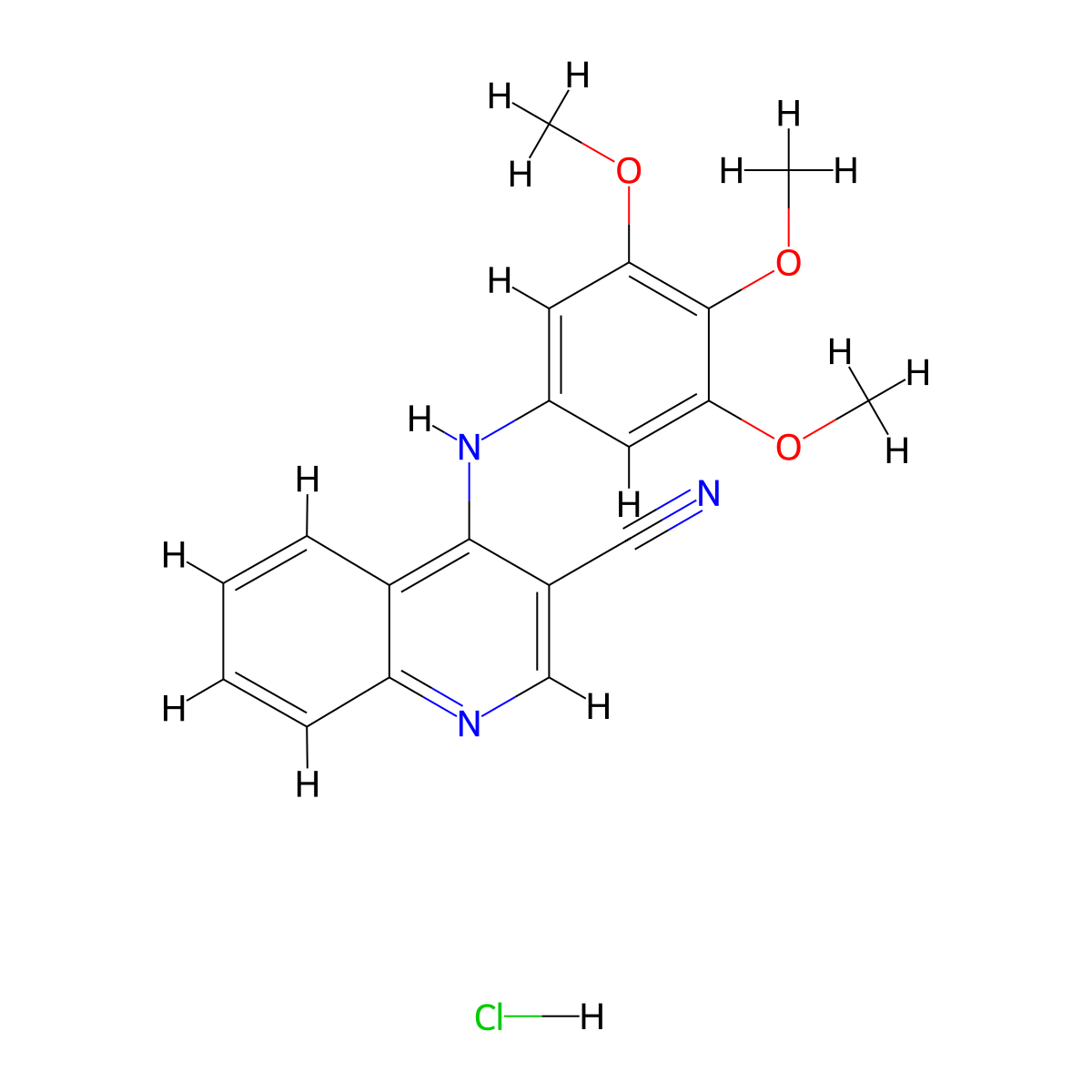 4-((3,4,5-Trimethoxyphenyl)amino)quinoline-3-carbonitrile hydrochloride molecular structure, CAS 1323538-06-2