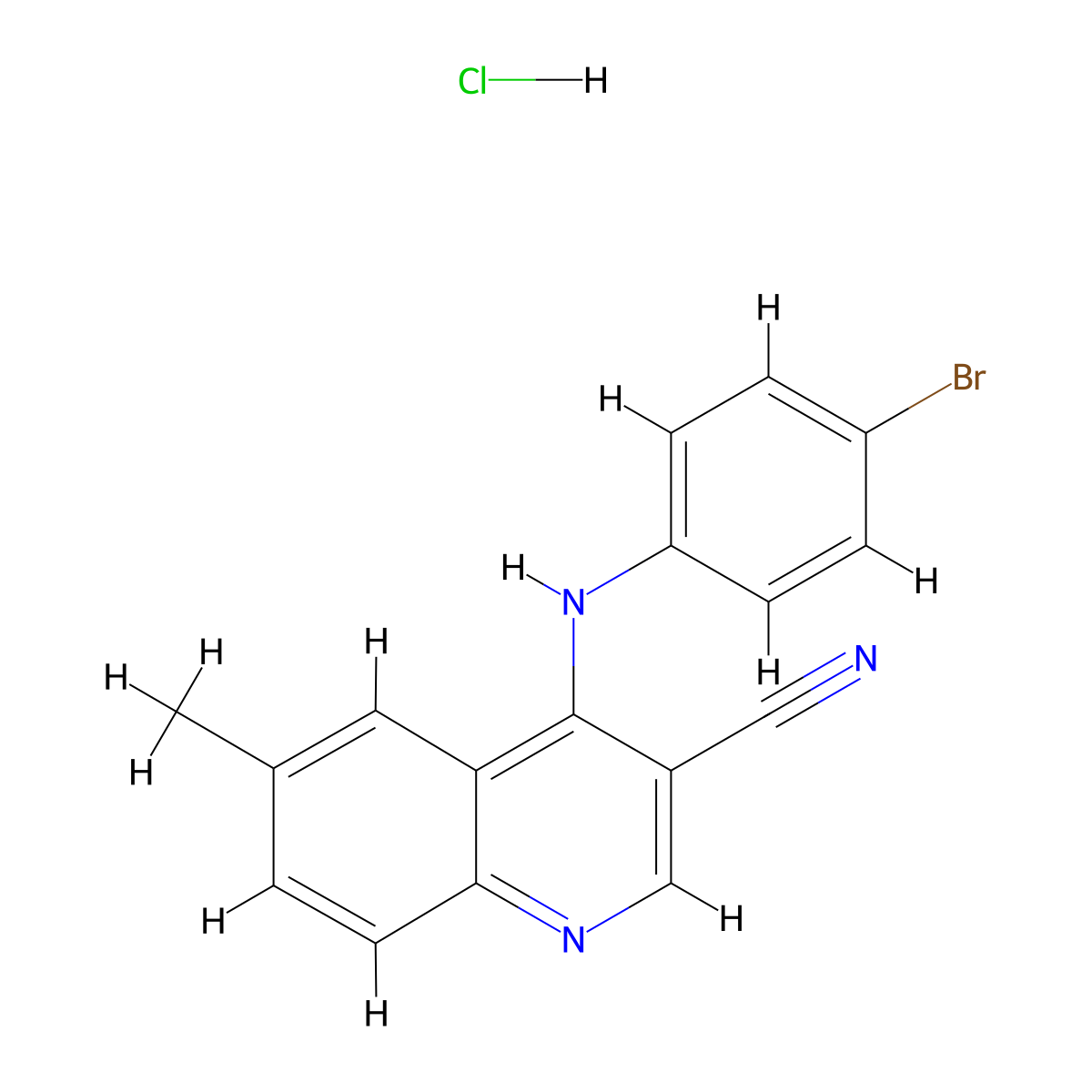 4-((4-Bromophenyl)amino)-6-methylquinoline-3-carbonitrile hydrochloride molecular structure, CAS 1323538-08-4