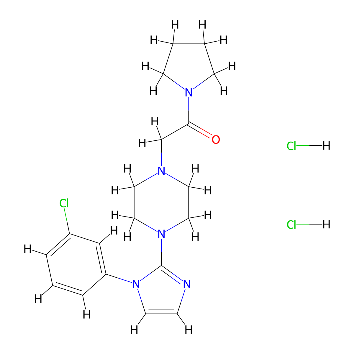 2-(4-(1-(3-chlorophenyl)-1H-imidazol-2-yl)piperazin-1-yl)-1-(pyrrolidin-1-yl)ethanone dihydrochloride molecular structure, CAS 1323538-10-8