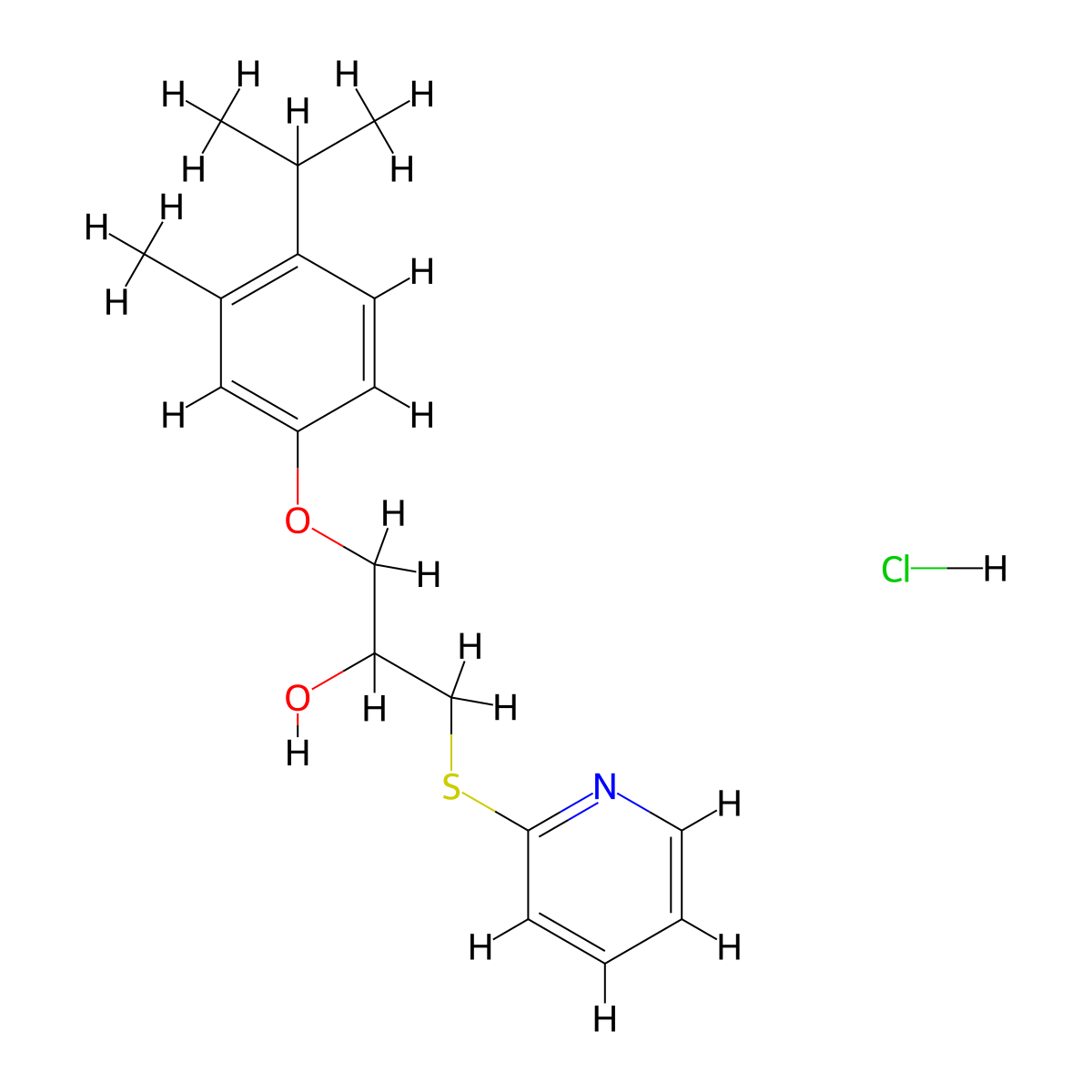 1-(4-Isopropyl-3-methylphenoxy)-3-(pyridin-2-ylthio)propan-2-ol hydrochloride molecular structure, CAS 1323538-15-3