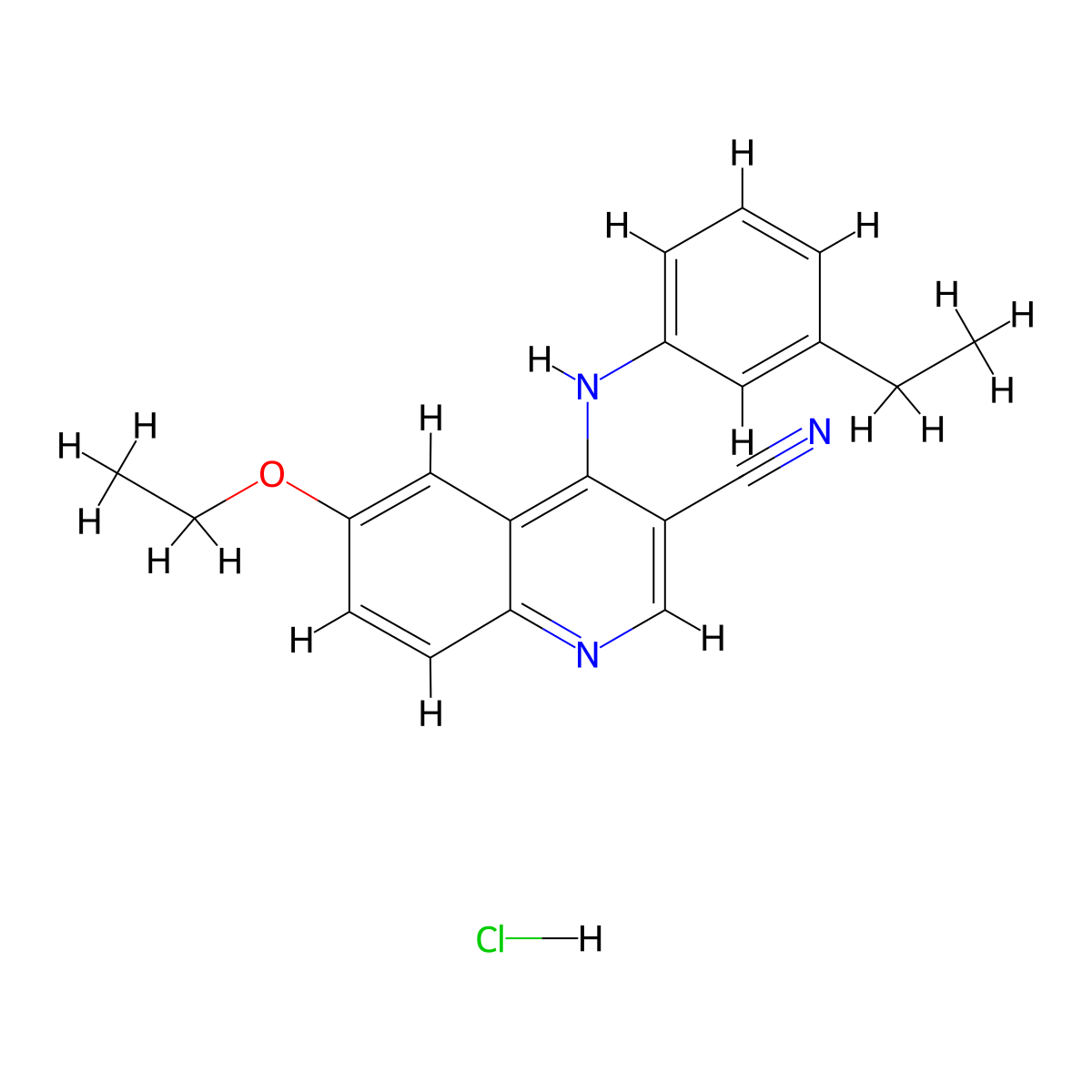 6-Ethoxy-4-[(3-ethylphenyl)amino]quinoline-3-carbonitrile hydrochloride molecular structure, CAS 1323538-17-5