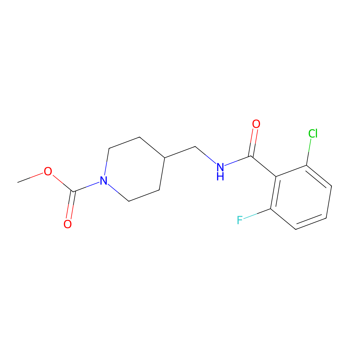 Methyl 4-((2-chloro-6-fluorobenzamido)methyl)piperidine-1-carboxylate molecular structure, CAS 1323542-27-3