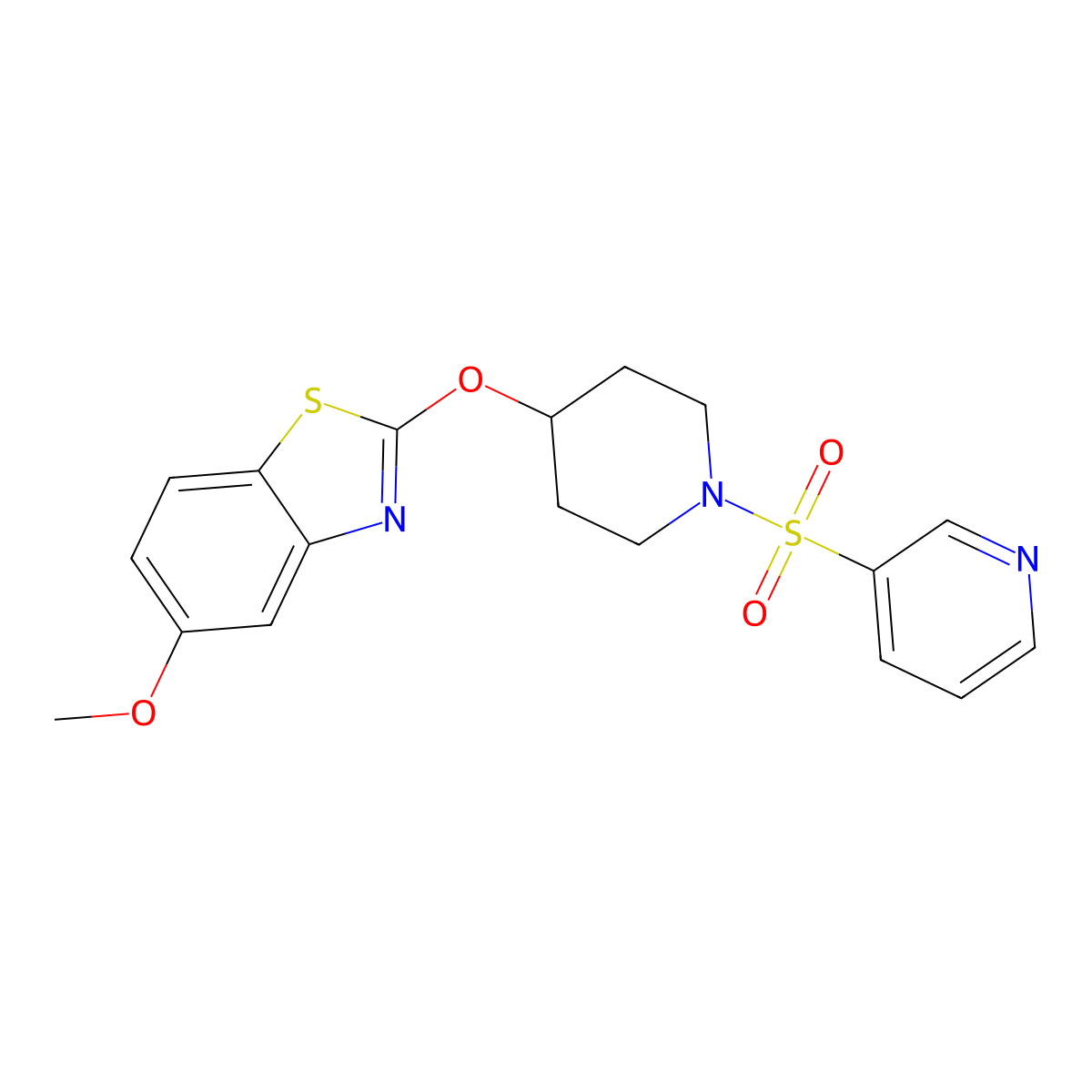 5-Methoxy-2-((1-(pyridin-3-ylsulfonyl)piperidin-4-yl)oxy)benzo[d]thiazole molecular structure, CAS 1323548-49-7
