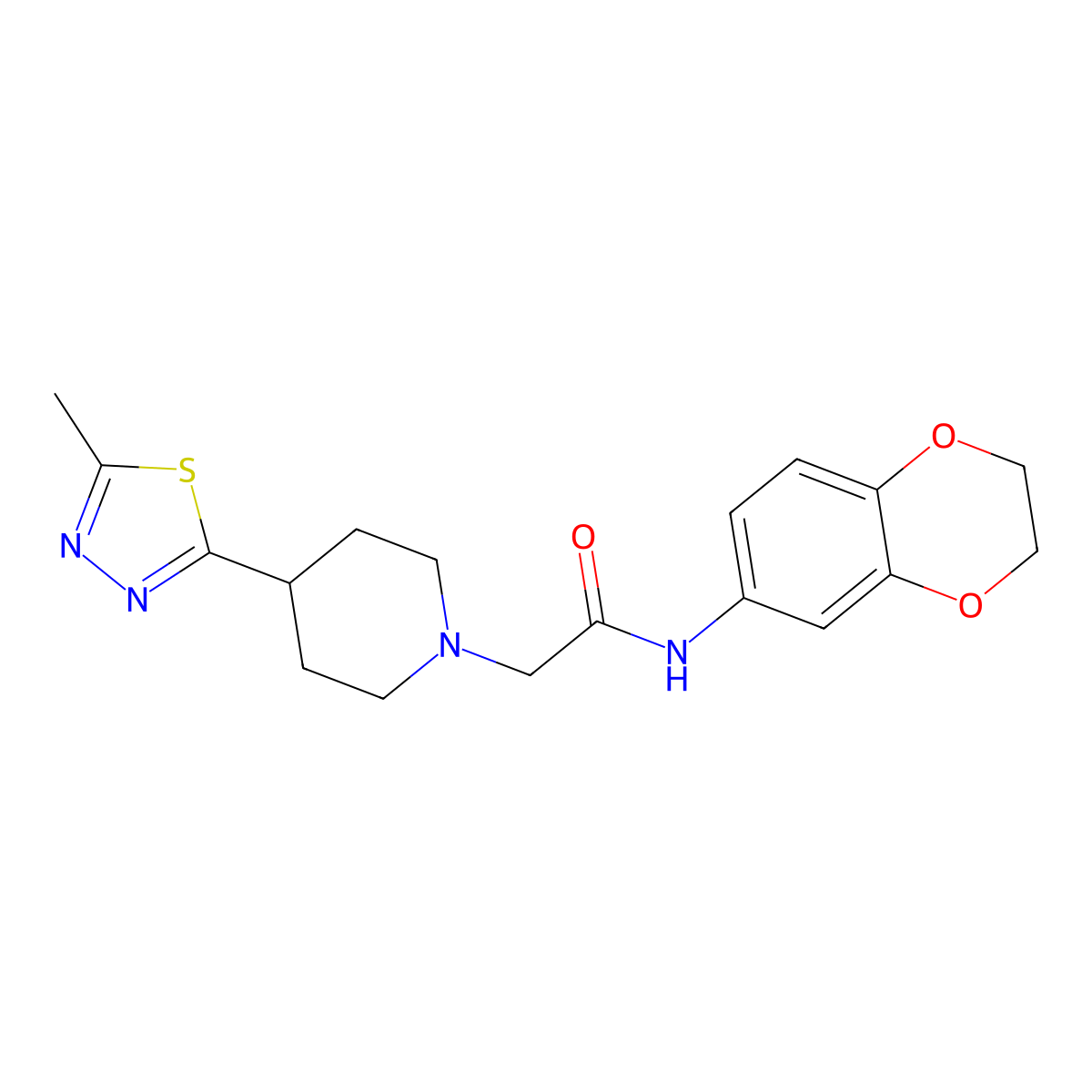N-(2,3-dihydro-1,4-benzodioxin-6-yl)-2-[4-(5-methyl-1,3,4-thiadiazol-2-yl)piperidin-1-yl]acetamide molecular structure, CAS 1323550-41-9