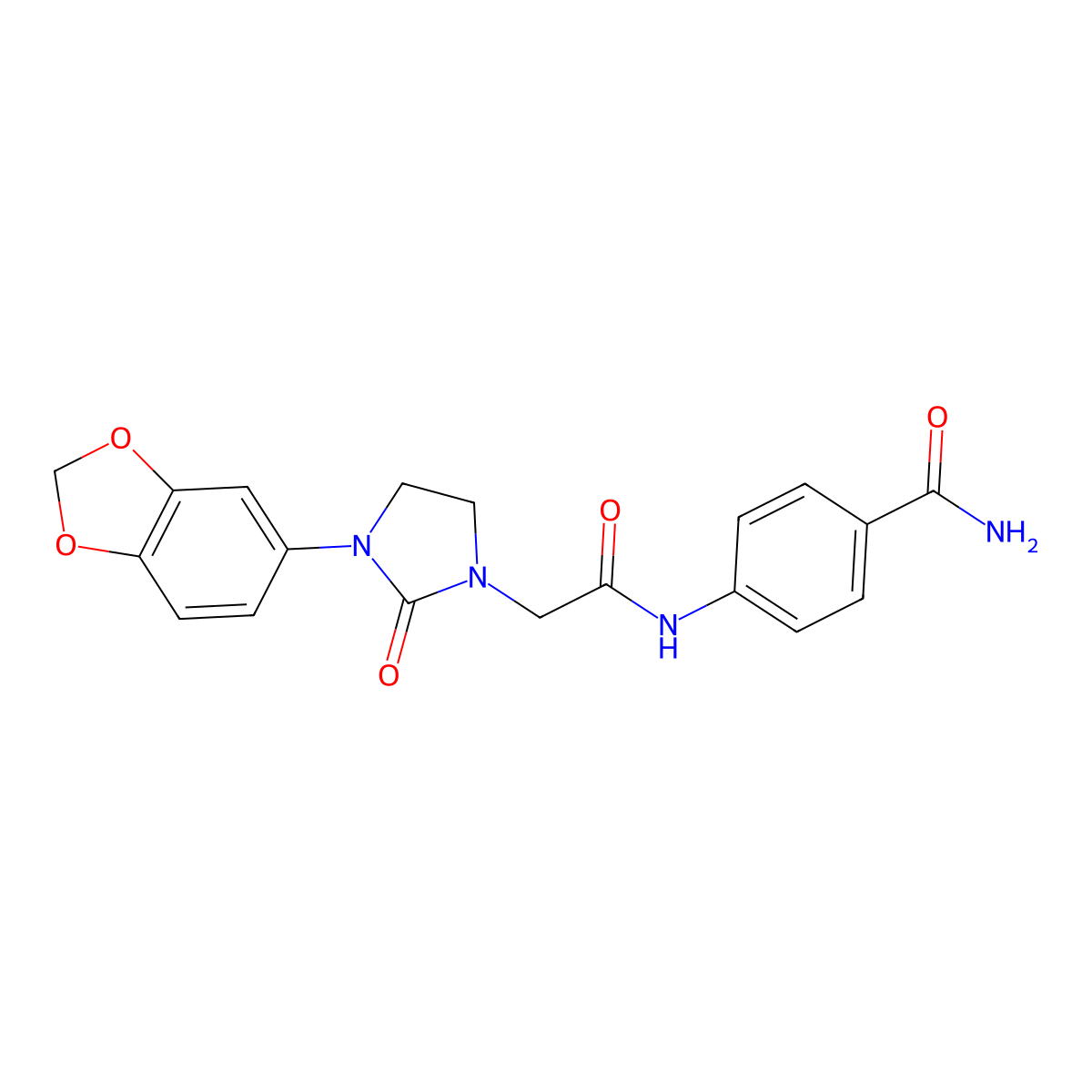 4-(2-(3-(Benzo[d][1,3]dioxol-5-yl)-2-oxoimidazolidin-1-yl)acetamido)benzamide molecular structure, CAS 1323554-51-3