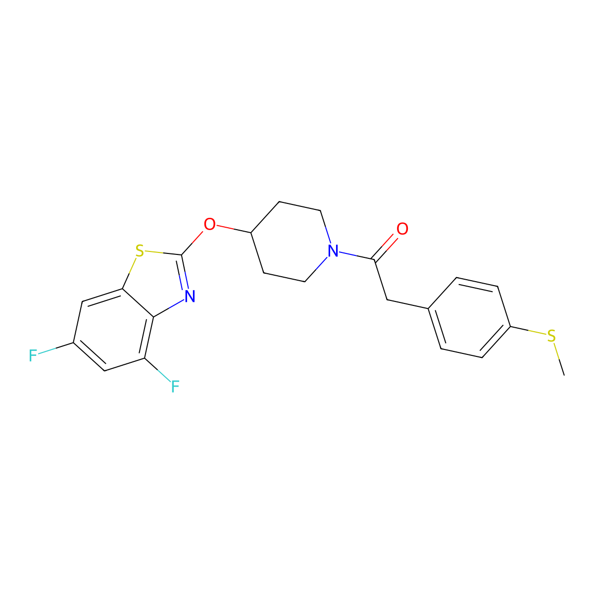 1-(4-((4,6-Difluorobenzo[d]thiazol-2-yl)oxy)piperidin-1-yl)-2-(4-(methylthio)phenyl)ethanone molecular structure, CAS 1323562-84-0