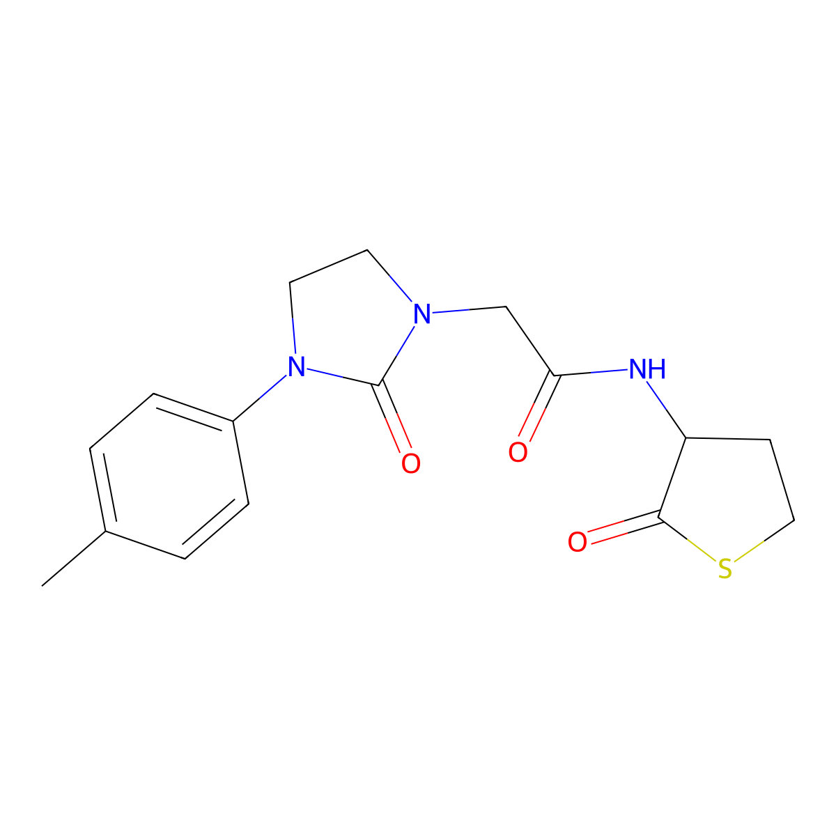 2-(2-oxo-3-(p-tolyl)imidazolidin-1-yl)-N-(2-oxotetrahydrothiophen-3-yl)acetamide molecular structure, CAS 1323568-50-8