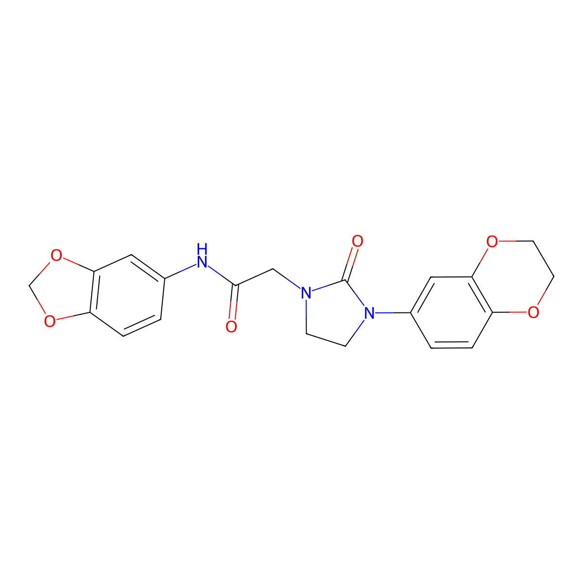 N-(benzo[d][1,3]dioxol-5-yl)-2-(3-(2,3-dihydrobenzo[b][1,4]dioxin-6-yl)-2-oxoimidazolidin-1-yl)acetamide molecular structure, CAS 1323571-00-1