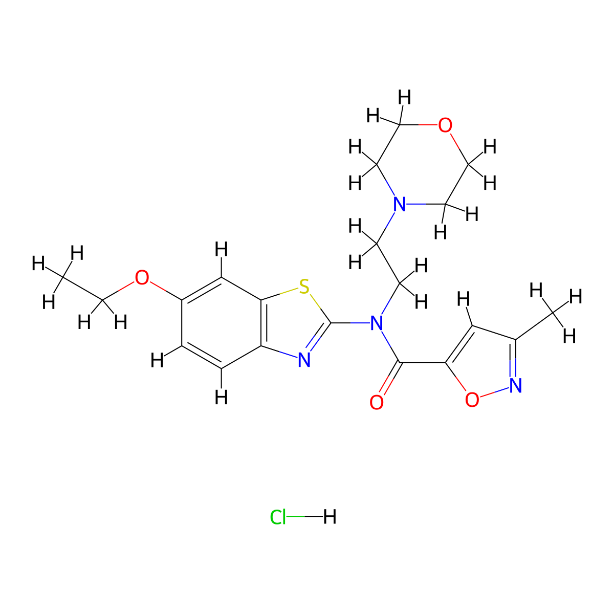 N-(6-ethoxybenzo[d]thiazol-2-yl)-3-methyl-N-(2-morpholinoethyl)isoxazole-5-carboxamide hydrochloride molecular structure, CAS 1323583-32-9