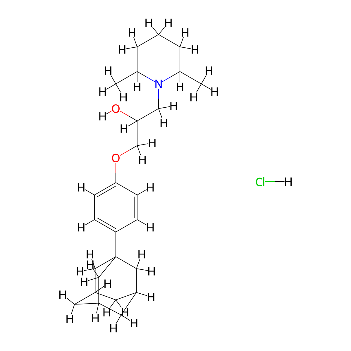 1-(4-((3r,5r,7r)-Adamantan-1-yl)phenoxy)-3-(2,6-dimethylpiperidin-1-yl)propan-2-ol hydrochloride molecular structure, CAS 1323583-41-0
