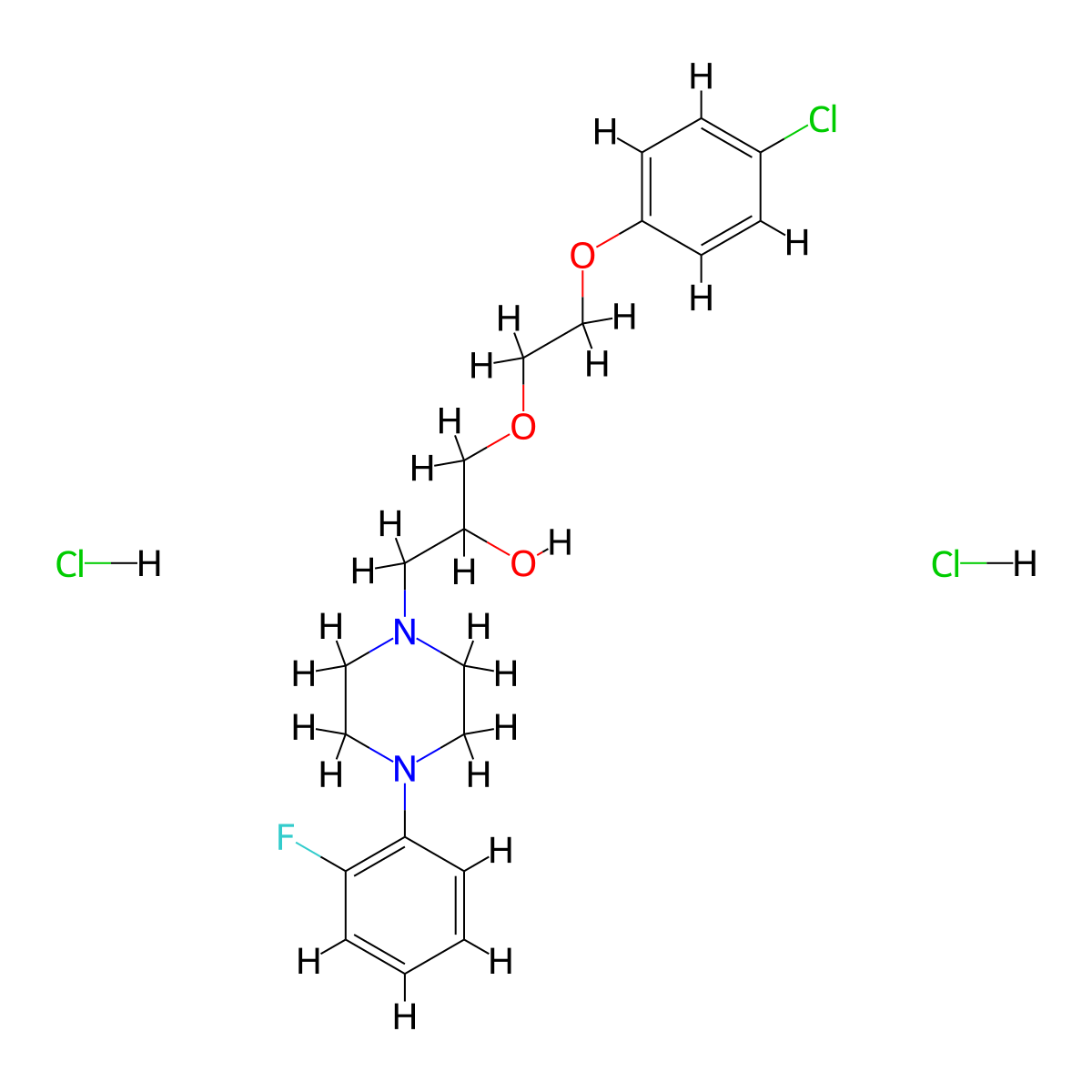 1-(2-(4-Chlorophenoxy)ethoxy)-3-(4-(2-fluorophenyl)piperazin-1-yl)propan-2-ol dihydrochloride molecular structure, CAS 1323583-42-1
