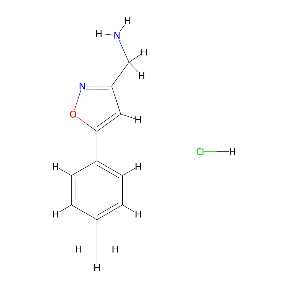 {[5-(4-Methylphenyl)isoxazol-3-yl]methyl}amine hydrochloride molecular structure, CAS 1323584-27-5