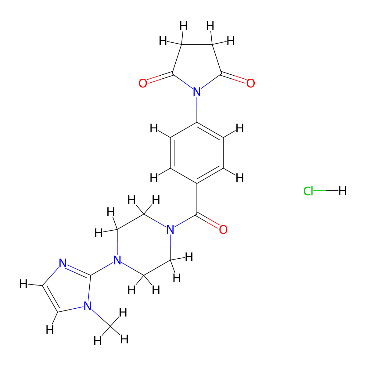 1-{4-[4-(1-methyl-1H-imidazol-2-yl)piperazine-1-carbonyl]phenyl}pyrrolidine-2,5-dione hydrochloride molecular structure, CAS 1323589-17-8