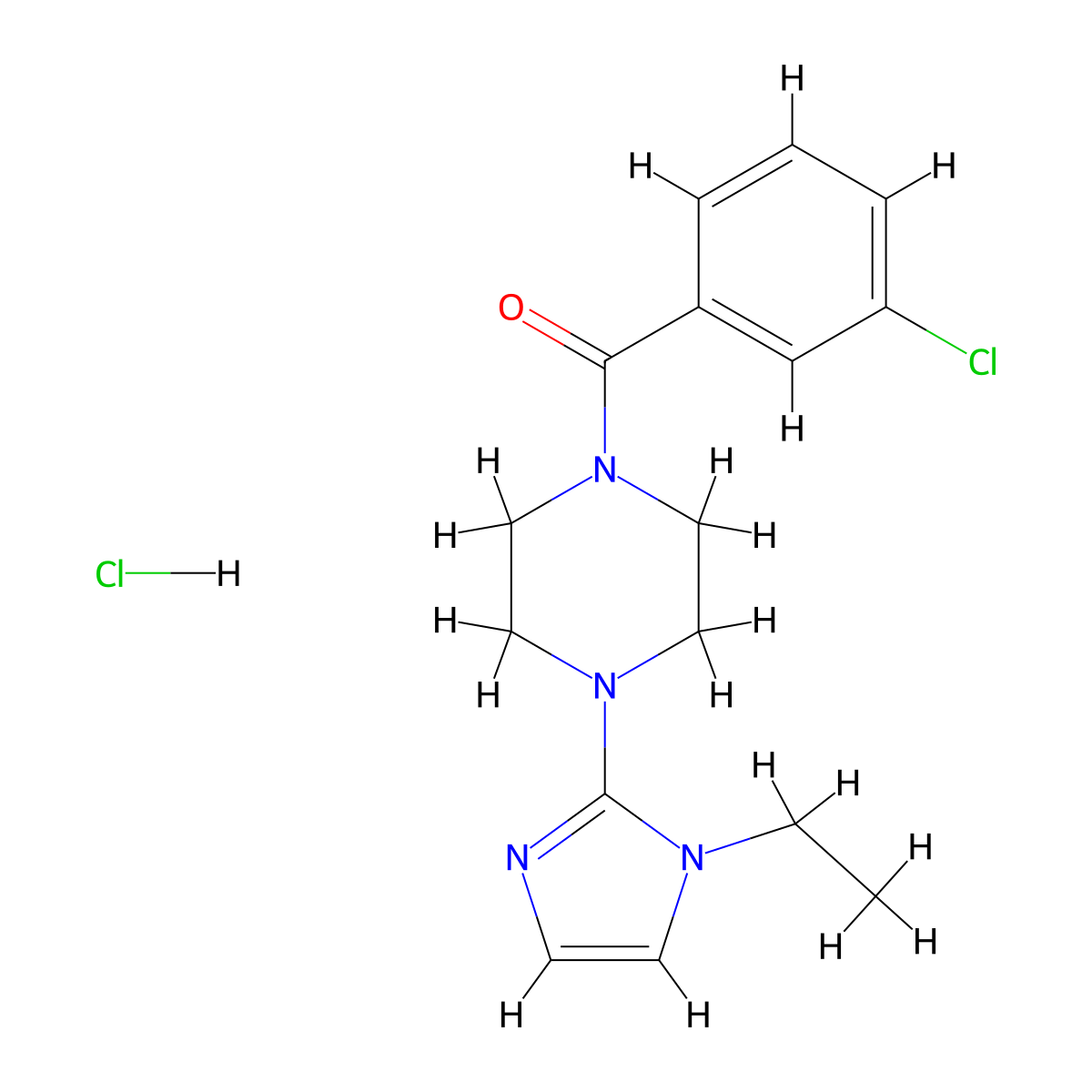 (3-chlorophenyl)(4-(1-ethyl-1H-imidazol-2-yl)piperazin-1-yl)methanone hydrochloride molecular structure, CAS 1323589-18-9