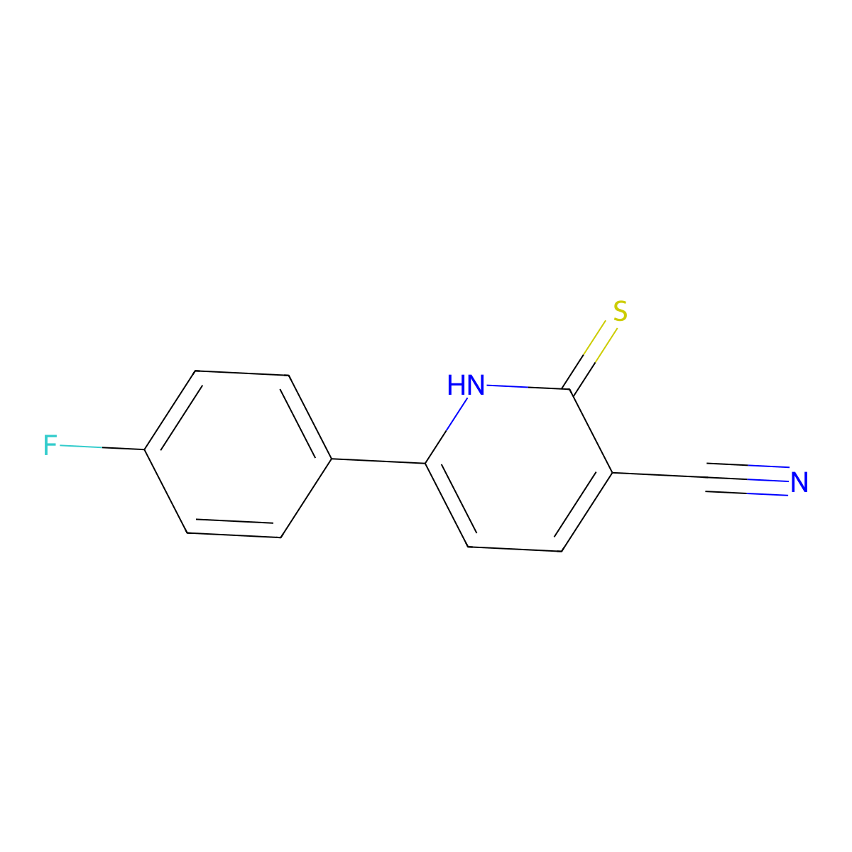 6-(4-Fluorophenyl)-2-thioxo-1,2-dihydropyridine-3-carbonitrile molecular structure, CAS 132360-04-4