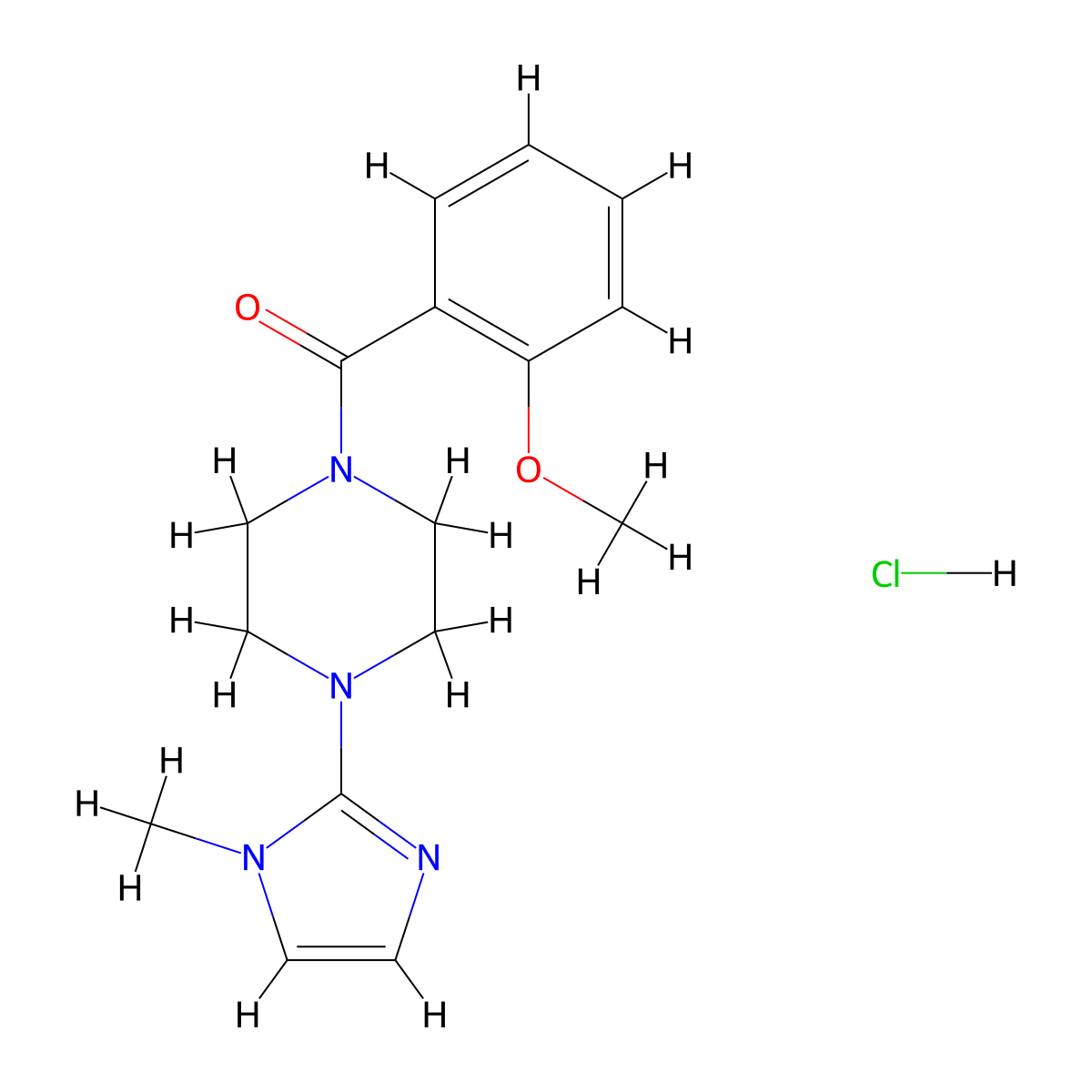 (2-methoxyphenyl)(4-(1-methyl-1H-imidazol-2-yl)piperazin-1-yl)methanone hydrochloride molecular structure, CAS 1323601-93-9