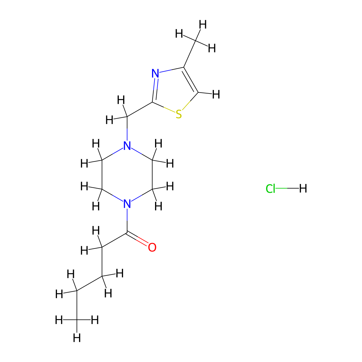 1-(4-((4-Methylthiazol-2-yl)methyl)piperazin-1-yl)pentan-1-one hydrochloride molecular structure, CAS 1323604-72-3