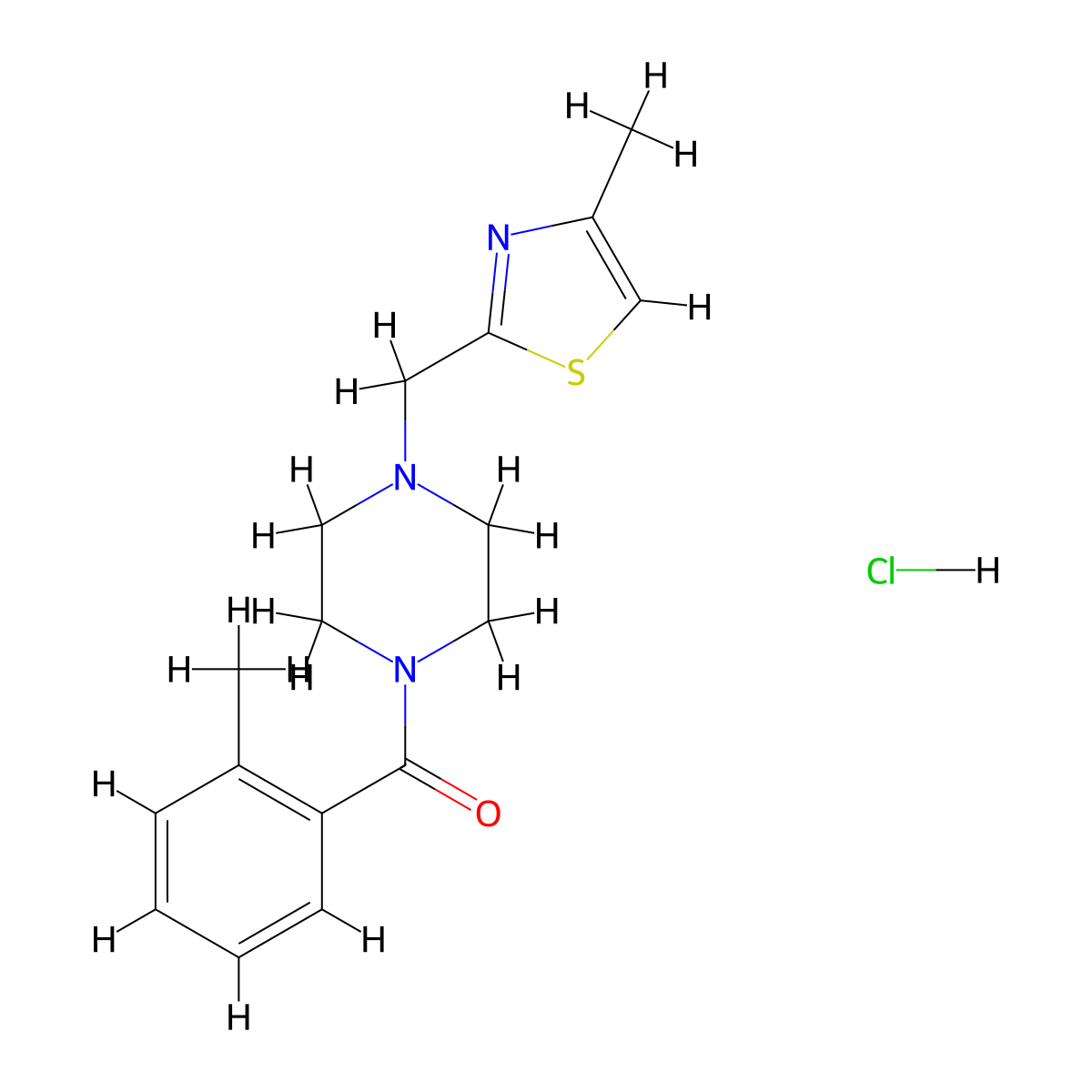 (4-((4-Methylthiazol-2-yl)methyl)piperazin-1-yl)(o-tolyl)methanone hydrochloride molecular structure, CAS 1323604-75-6