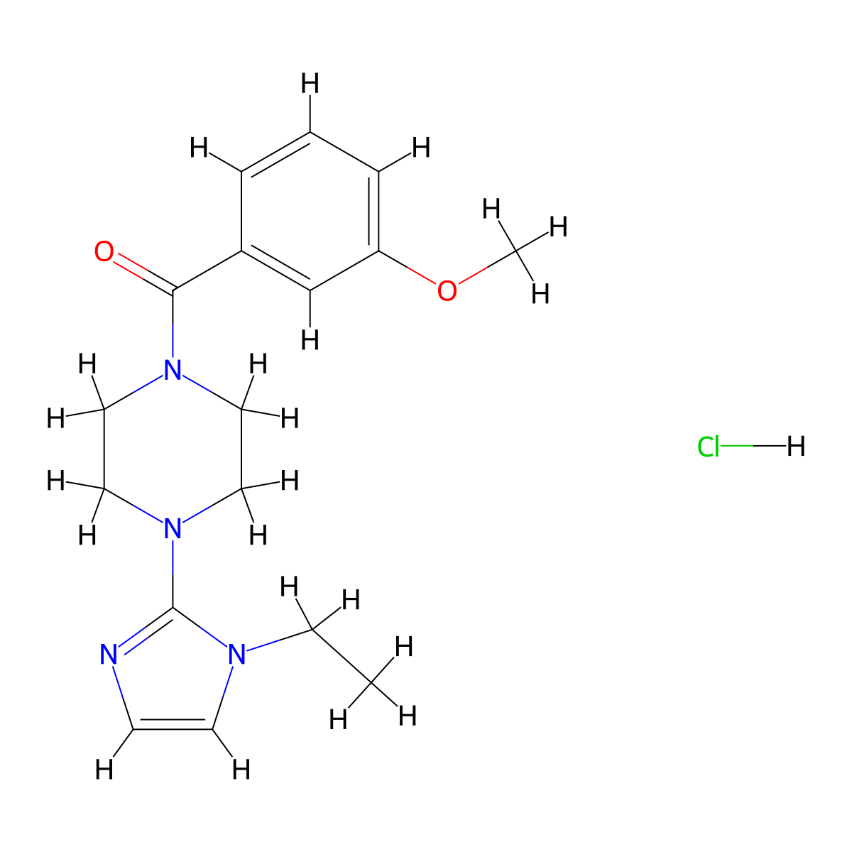 (4-(1-ethyl-1H-imidazol-2-yl)piperazin-1-yl)(3-methoxyphenyl)methanone hydrochloride molecular structure, CAS 1323606-50-3