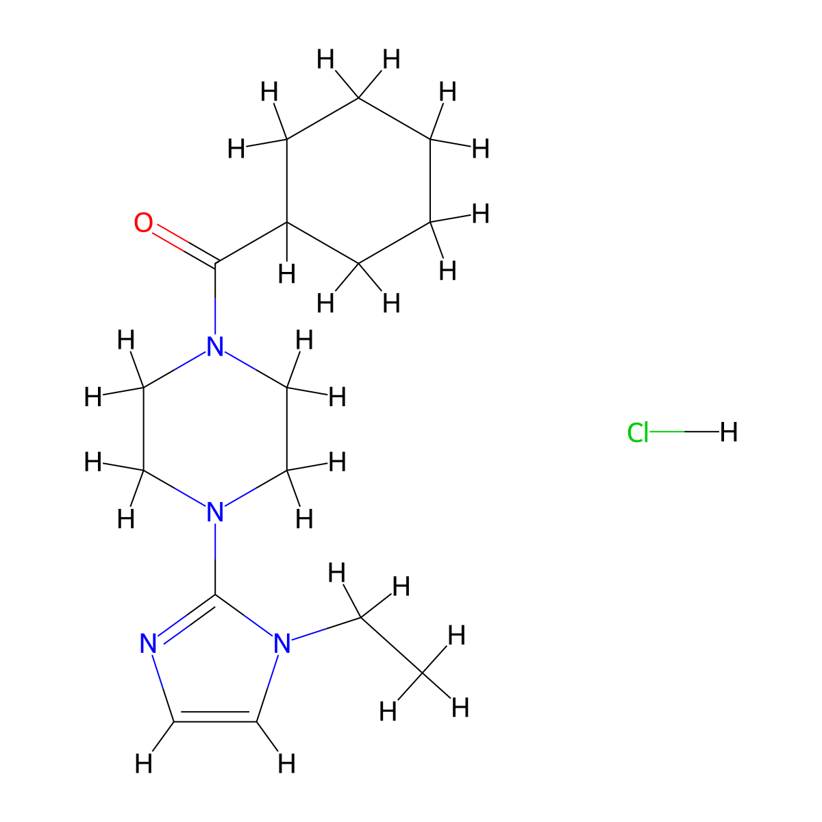cyclohexyl(4-(1-ethyl-1H-imidazol-2-yl)piperazin-1-yl)methanone hydrochloride molecular structure, CAS 1323606-52-5