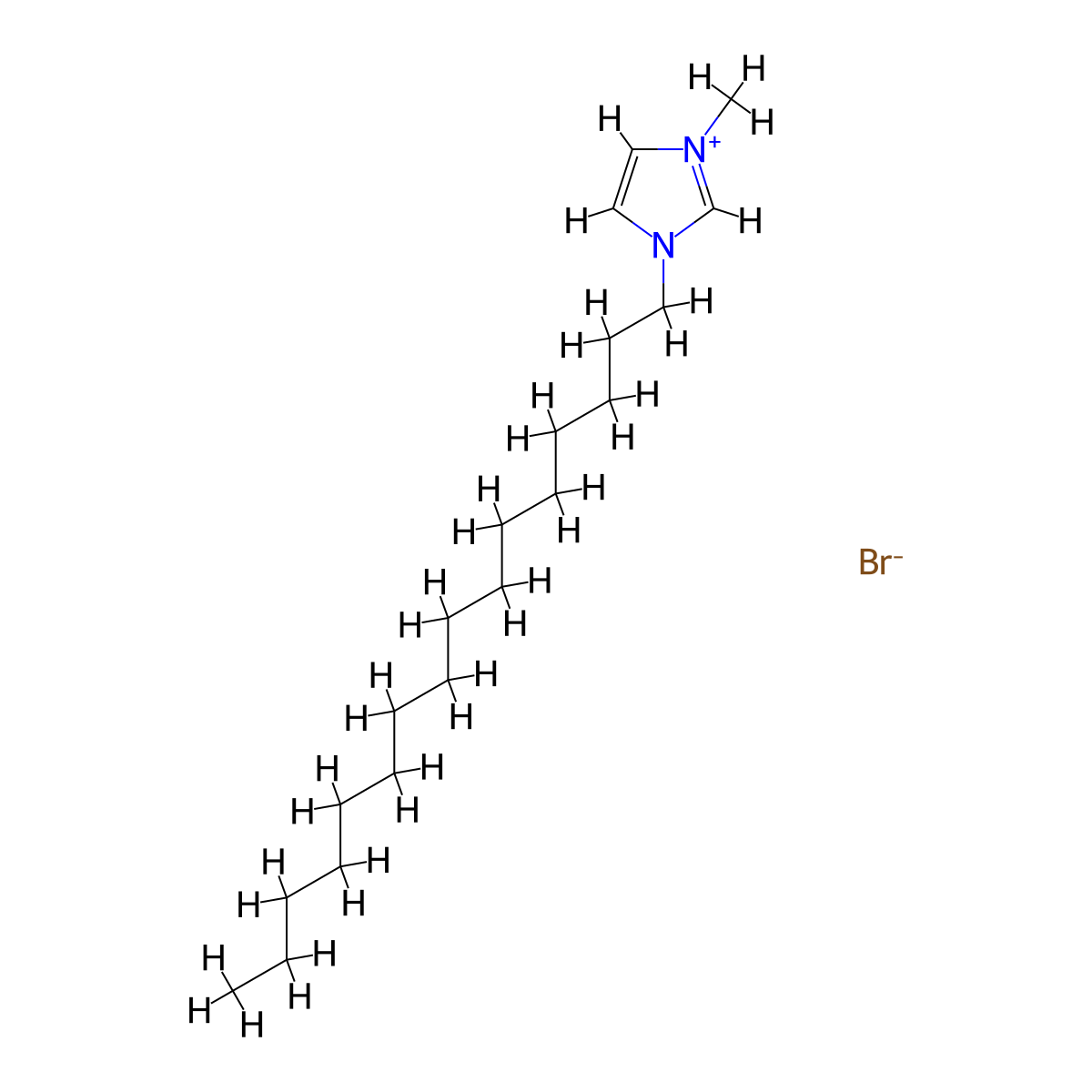 1-Hexadecyl-3-methylimidazolium bromide molecular structure, CAS 132361-22-9
