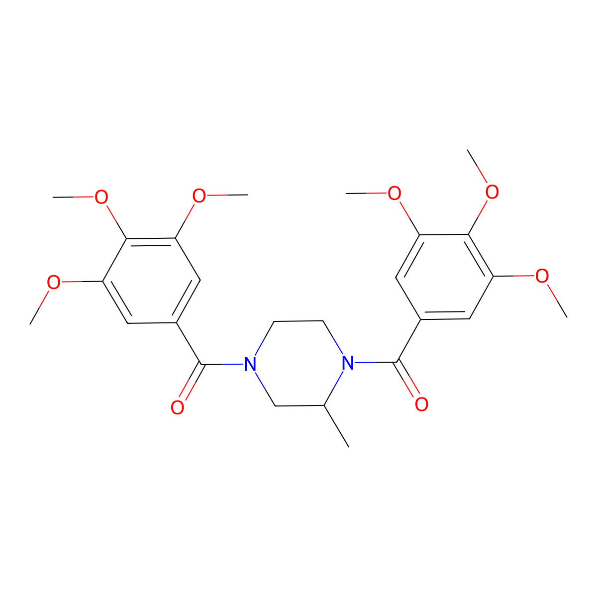 2-Methyl-1,4-bis(3,4,5-trimethoxybenzoyl)piperazine molecular structure, CAS 132362-12-0