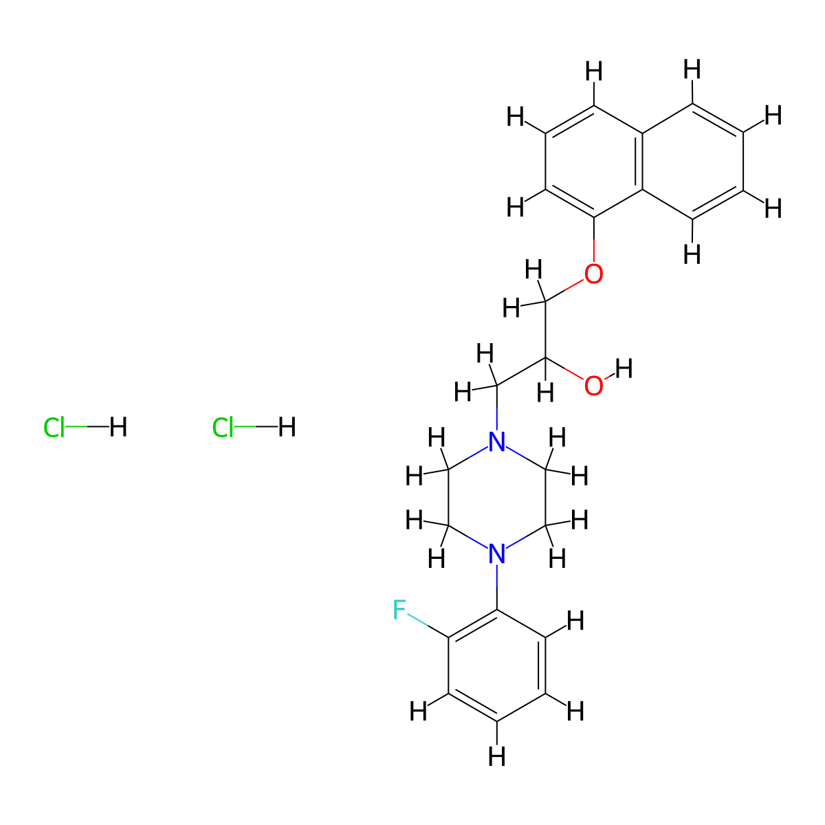 1-(4-(2-Fluorophenyl)piperazin-1-yl)-3-(naphthalen-1-yloxy)propan-2-ol dihydrochloride molecular structure, CAS 1323621-61-9