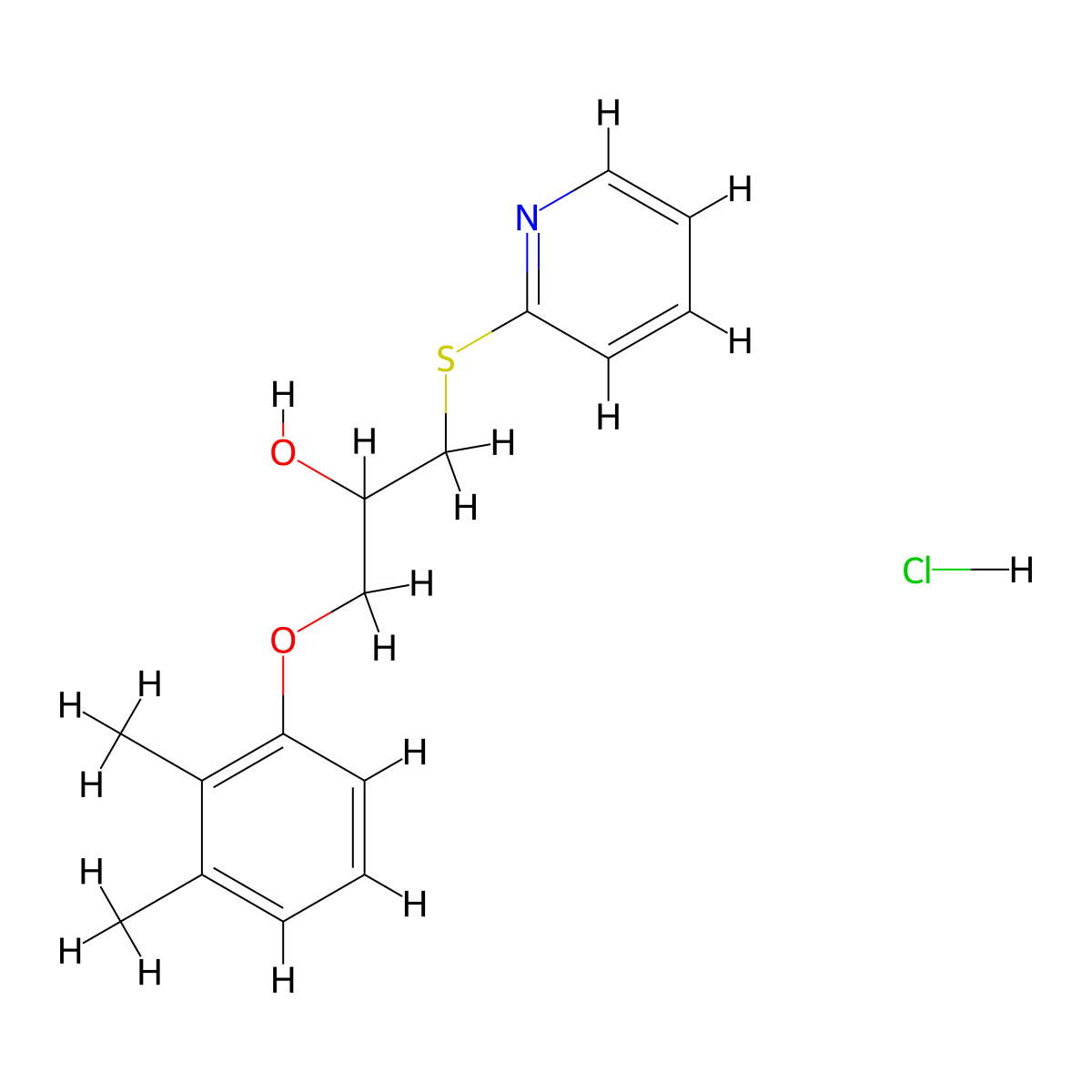 1-(2,3-Dimethylphenoxy)-3-(pyridin-2-ylthio)propan-2-ol hydrochloride molecular structure, CAS 1323621-63-1