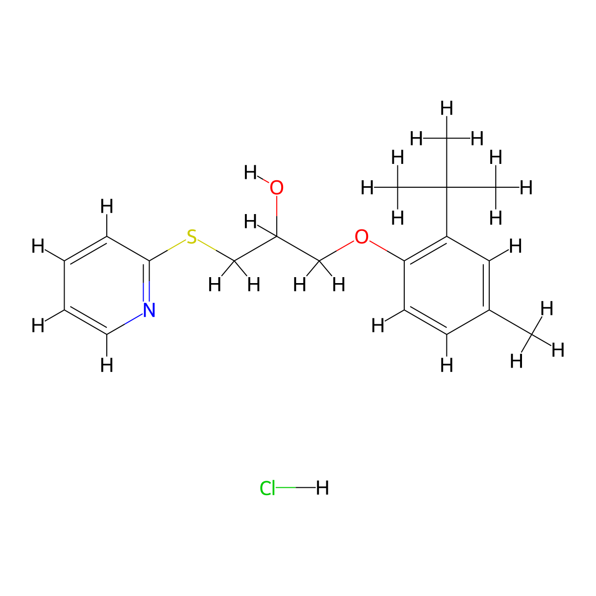 1-(2-(Tert-butyl)-4-methylphenoxy)-3-(pyridin-2-ylthio)propan-2-ol hydrochloride molecular structure, CAS 1323621-64-2