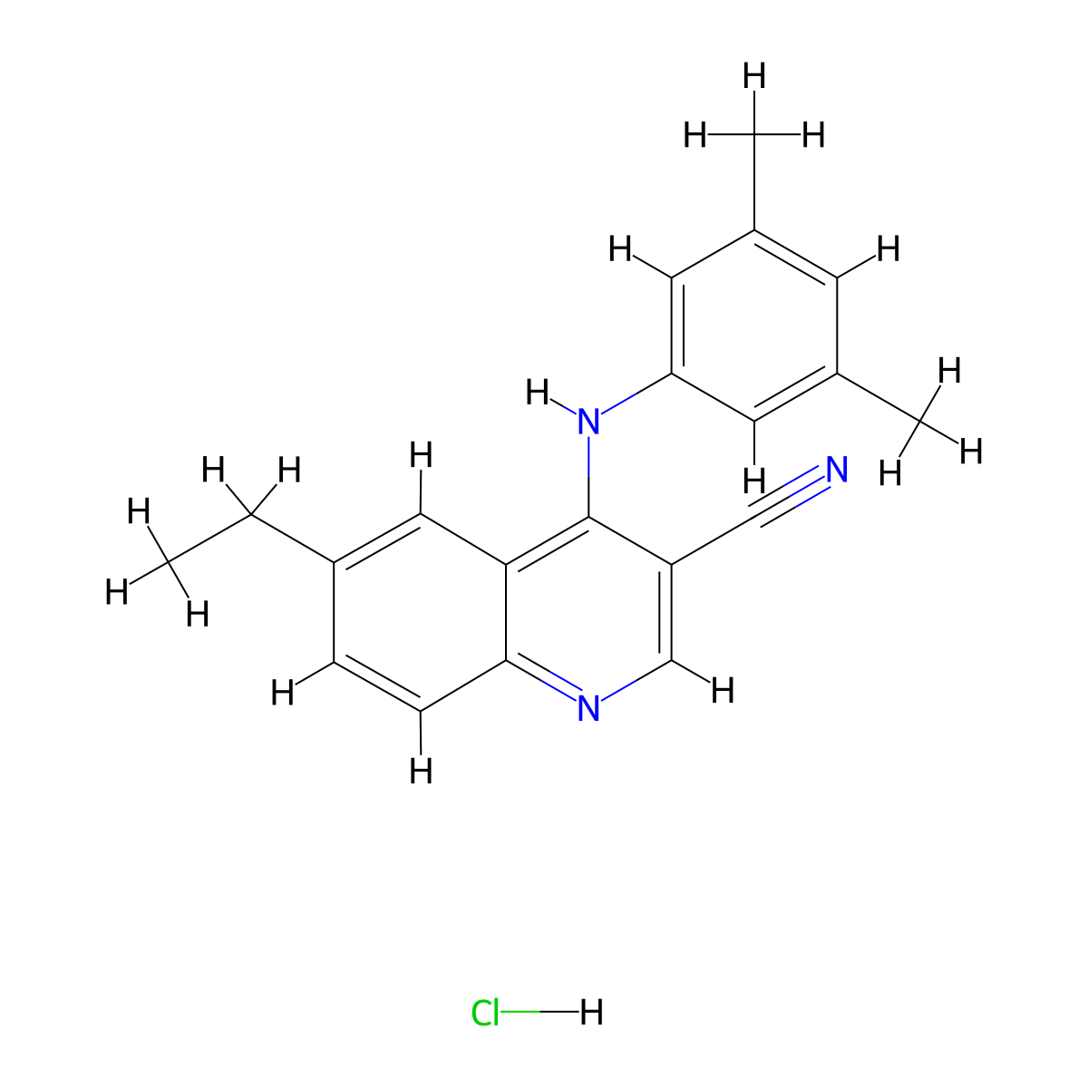 4-[(3,5-Dimethylphenyl)amino]-6-ethylquinoline-3-carbonitrile hydrochloride molecular structure, CAS 1323621-73-3