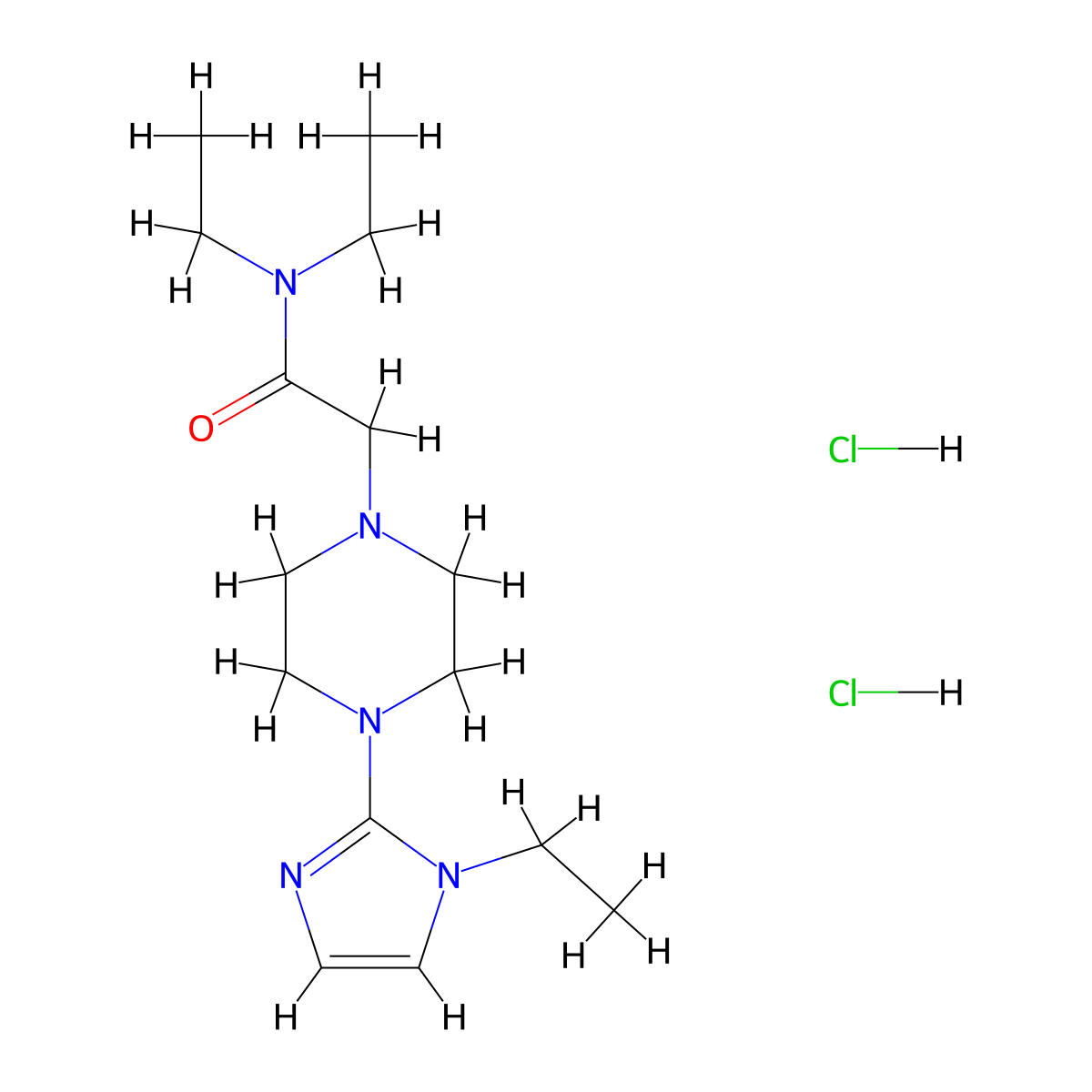 N,N-diethyl-2-[4-(1-ethyl-1H-imidazol-2-yl)piperazin-1-yl]acetamide dihydrochloride molecular structure, CAS 1323621-75-5