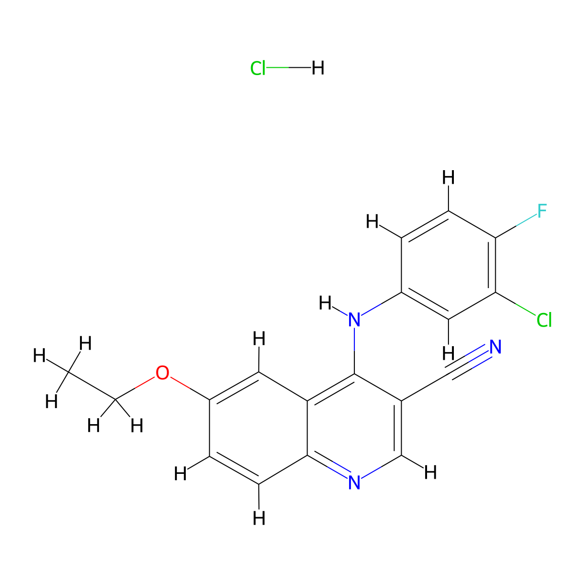 4-[(3-Chloro-4-fluorophenyl)amino]-6-ethoxyquinoline-3-carbonitrile hydrochloride molecular structure, CAS 1323621-76-6