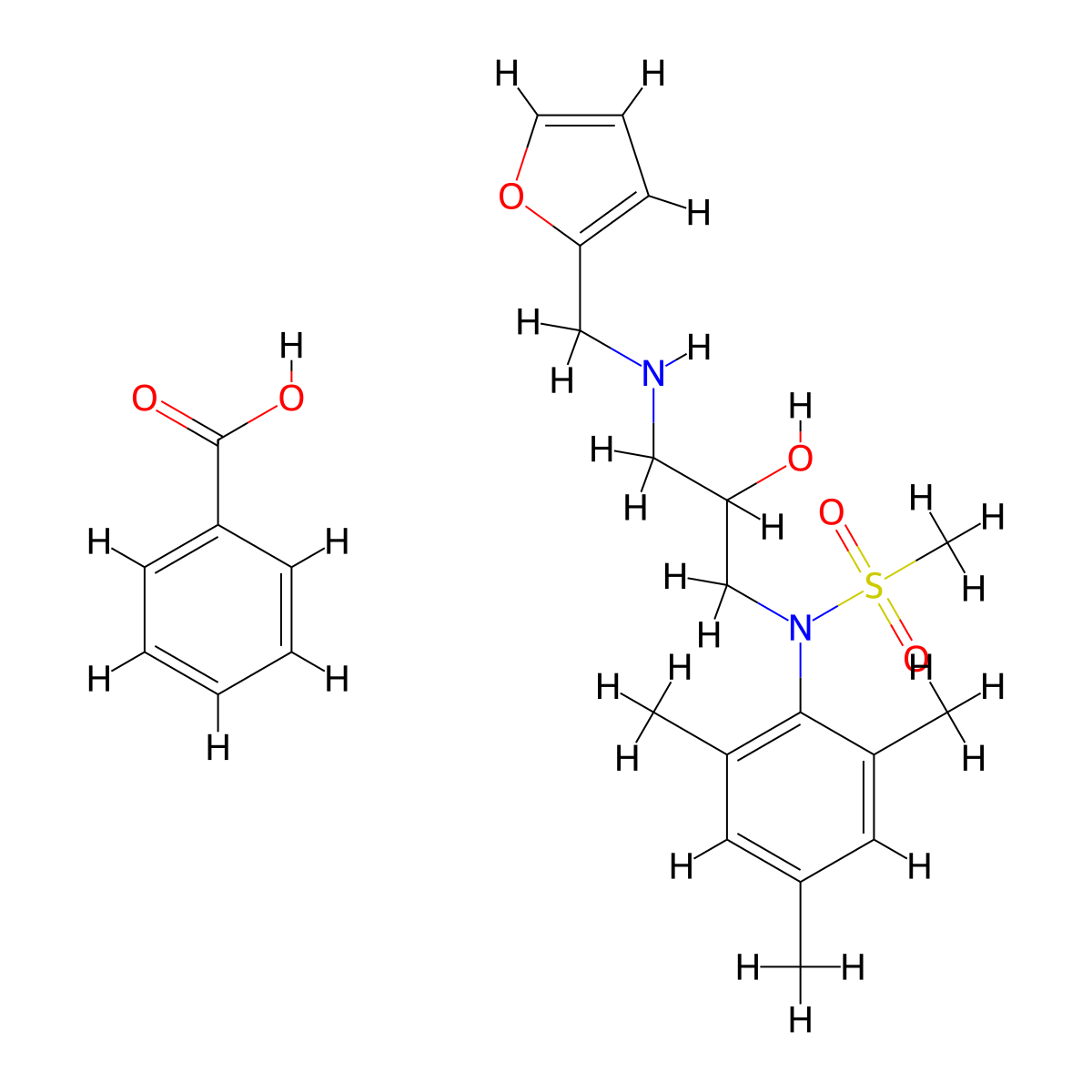 N-(3-((furan-2-ylmethyl)amino)-2-hydroxypropyl)-N-mesitylmethanesulfonamide benzoate molecular structure, CAS 1323621-80-2