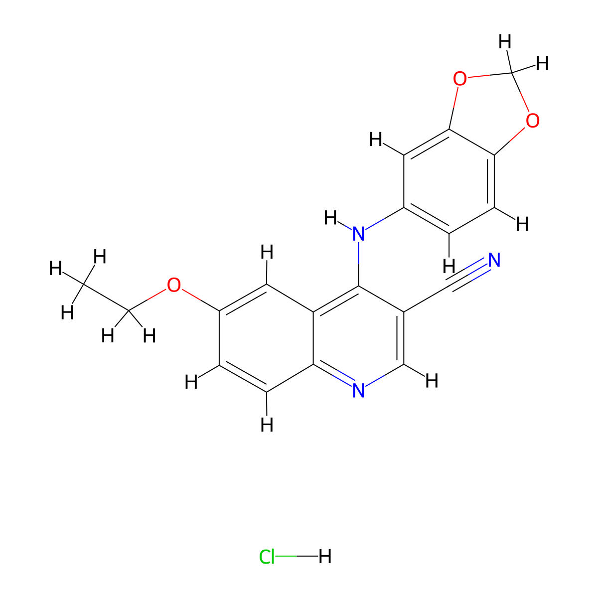 4-(Benzo[d][1,3]dioxol-5-ylamino)-6-ethoxyquinoline-3-carbonitrile hydrochloride molecular structure, CAS 1323621-82-4