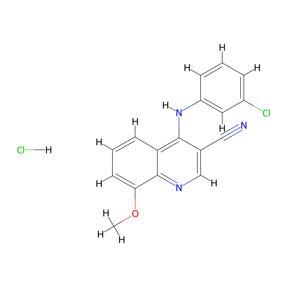 4-((3-Chlorophenyl)amino)-8-methoxyquinoline-3-carbonitrile hydrochloride molecular structure, CAS 1323621-83-5