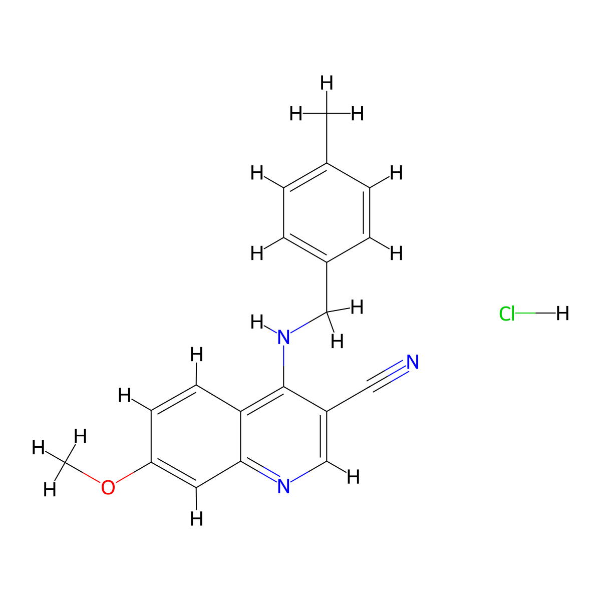 7-Methoxy-4-((4-methylbenzyl)amino)quinoline-3-carbonitrile hydrochloride molecular structure, CAS 1323621-84-6