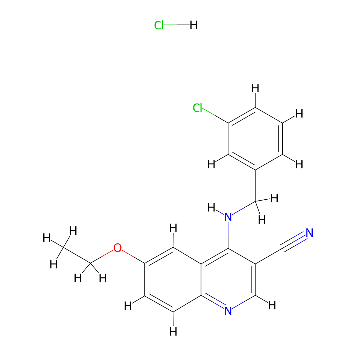 4-((3-Chlorobenzyl)amino)-6-ethoxyquinoline-3-carbonitrile hydrochloride molecular structure, CAS 1323621-85-7