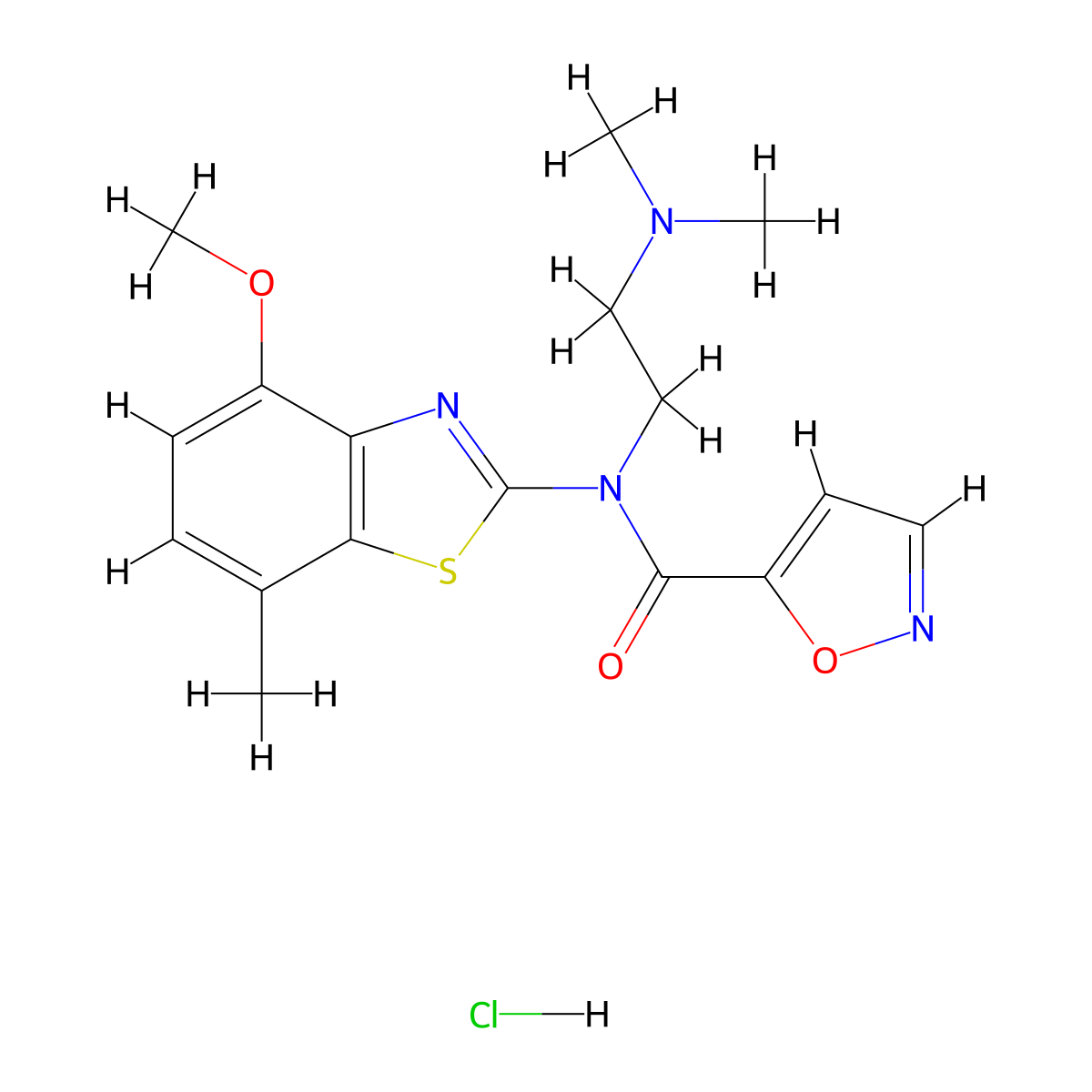 N-(2-(dimethylamino)ethyl)-N-(4-methoxy-7-methylbenzo[d]thiazol-2-yl)isoxazole-5-carboxamide hydrochloride molecular structure, CAS 1323623-50-2