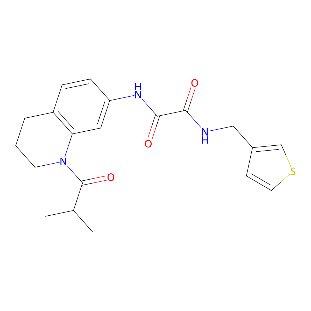 N1-(1-isobutyryl-1,2,3,4-tetrahydroquinolin-7-yl)-N2-(thiophen-3-ylmethyl)oxalamide molecular structure, CAS 1323629-51-1