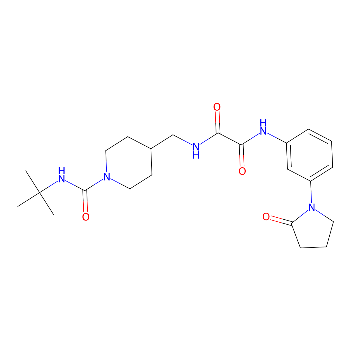 N1-((1-(tert-butylcarbamoyl)piperidin-4-yl)methyl)-N2-(3-(2-oxopyrrolidin-1-yl)phenyl)oxalamide molecular structure, CAS 1323630-90-5