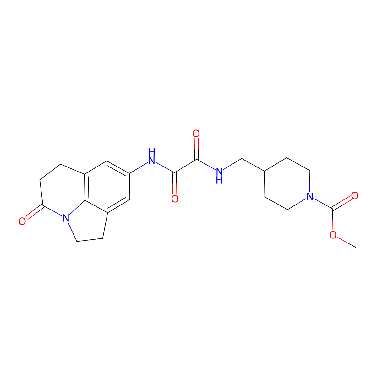 Methyl 4-{[({11-oxo-1-azatricyclo[6.3.1.0^{4,12}]dodeca-4,6,8(12)-trien-6-yl}carbamoyl)formamido]methyl}piperidine-1-carboxylate molecular structure, CAS 1323631-02-2