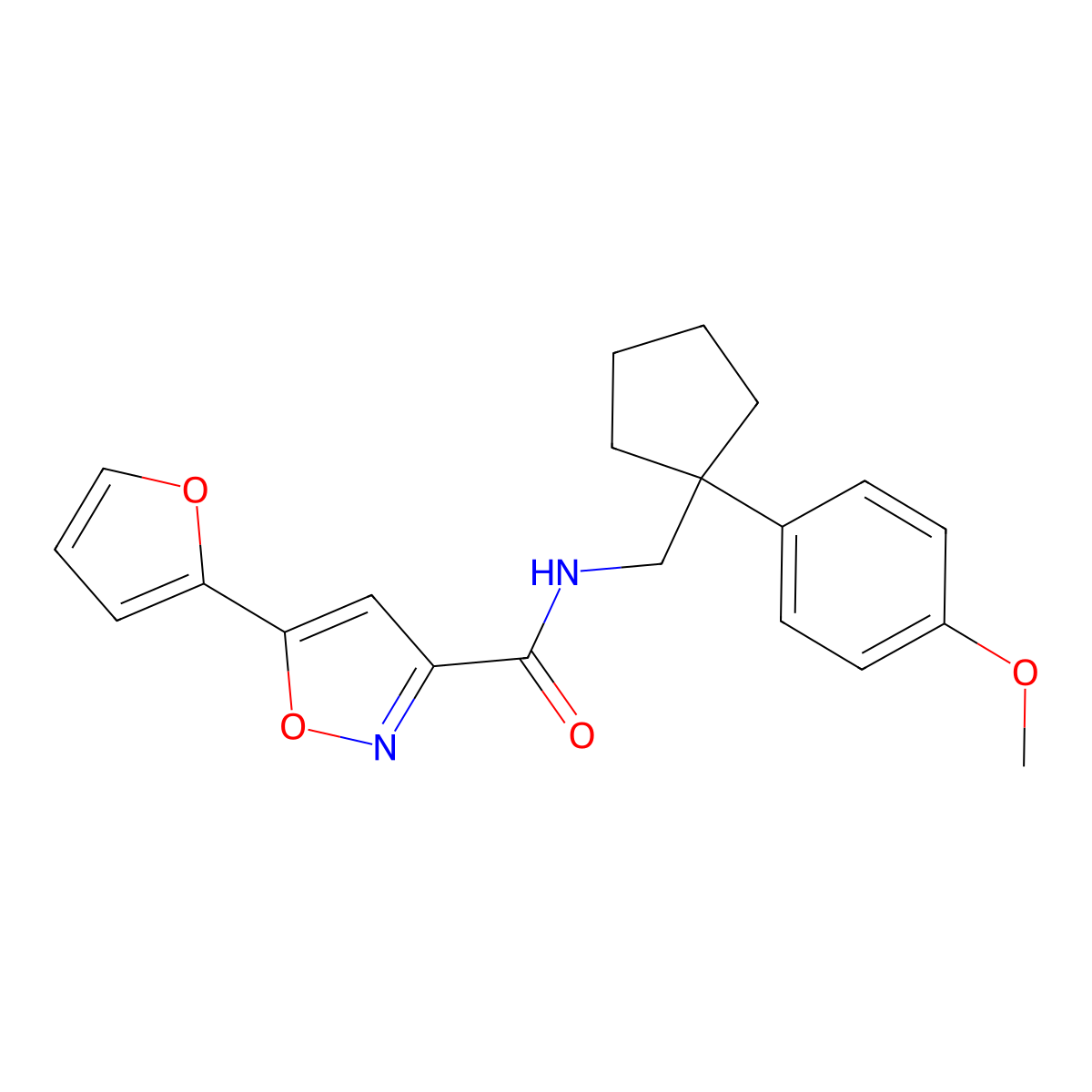 5-(furan-2-yl)-N-((1-(4-methoxyphenyl)cyclopentyl)methyl)isoxazole-3-carboxamide molecular structure, CAS 1323631-03-3
