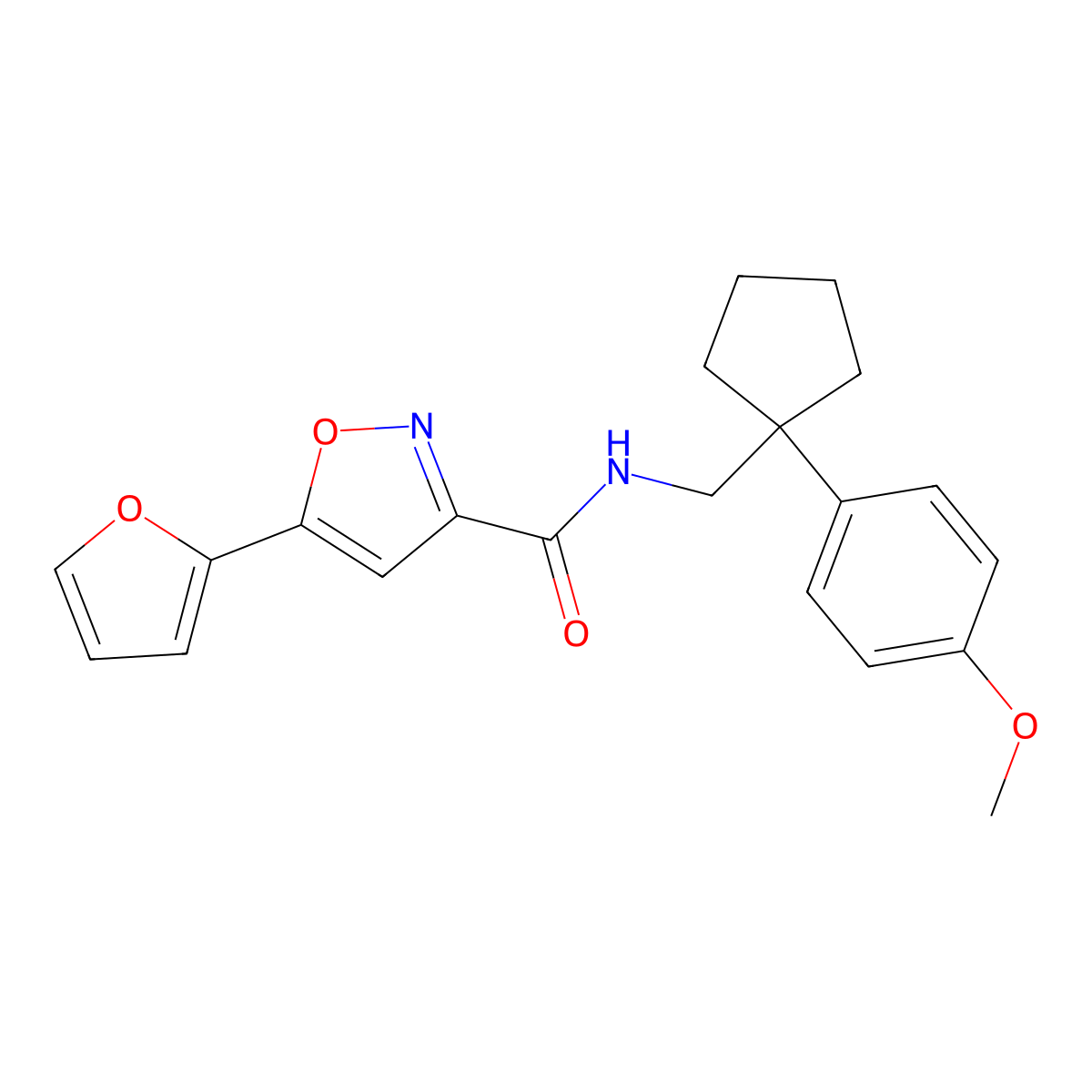 5-(furan-2-yl)-N-((1-(4-methoxyphenyl)cyclopentyl)methyl)isoxazole-3-carboxamide molecular structure, CAS 1323631-03-3