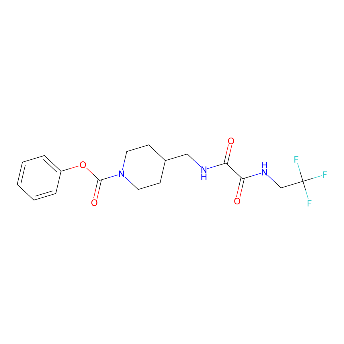Phenyl 4-((2-oxo-2-((2,2,2-trifluoroethyl)amino)acetamido)methyl)piperidine-1-carboxylate molecular structure, CAS 1323631-06-6