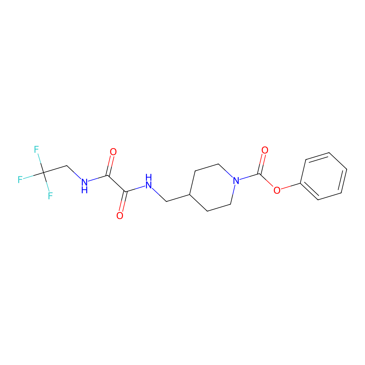 Phenyl 4-((2-oxo-2-((2,2,2-trifluoroethyl)amino)acetamido)methyl)piperidine-1-carboxylate molecular structure, CAS 1323631-06-6